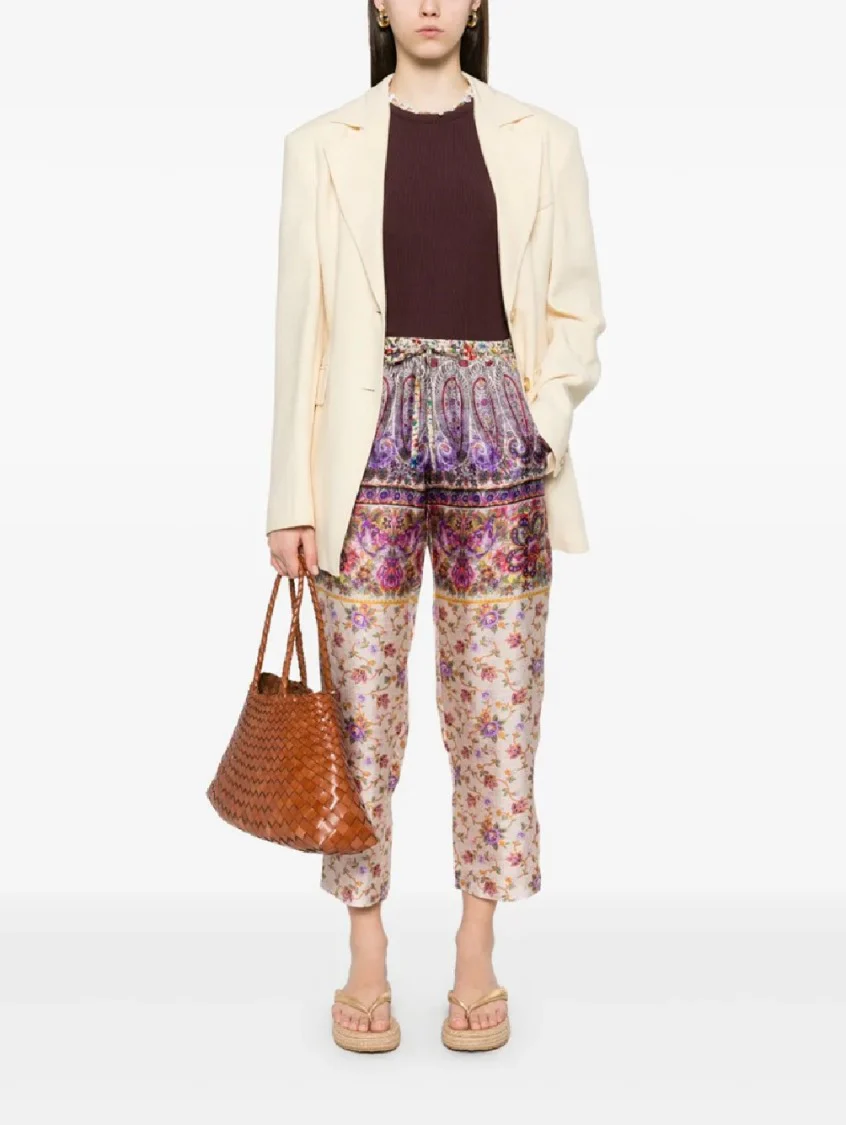 Cropped Multi-Patterned Aloe Trousers