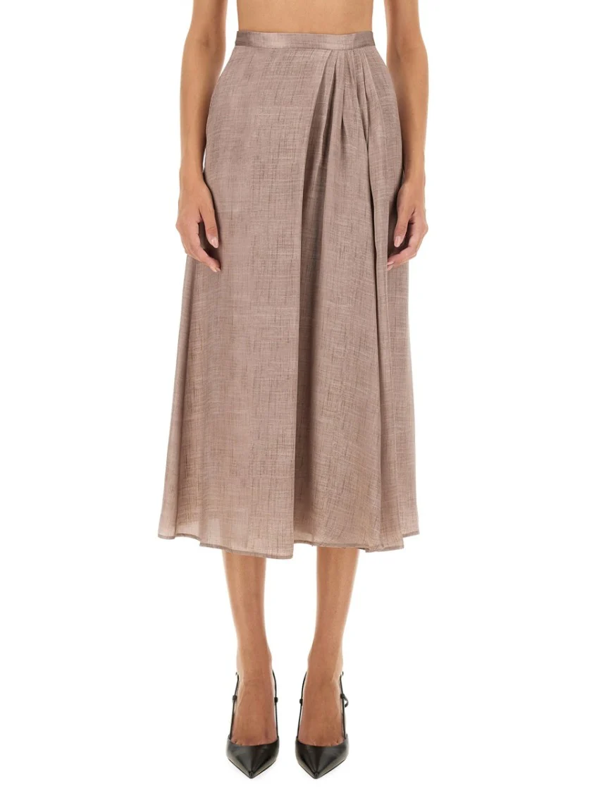 Flowing Midi Skirt In Silk-Viscose Blend