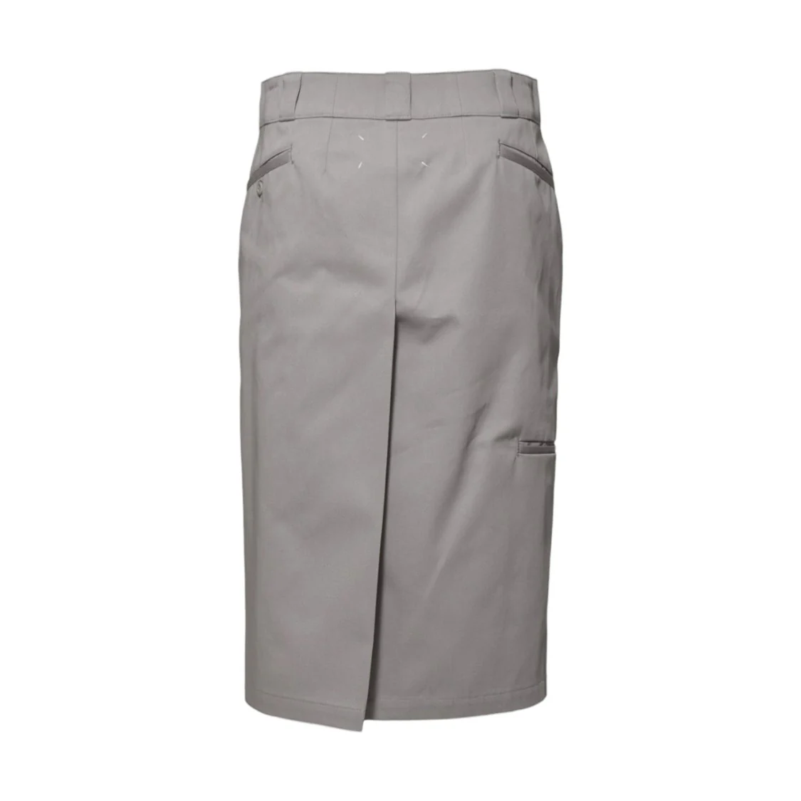 Light Grey Cotton Twill Midi Skirt
