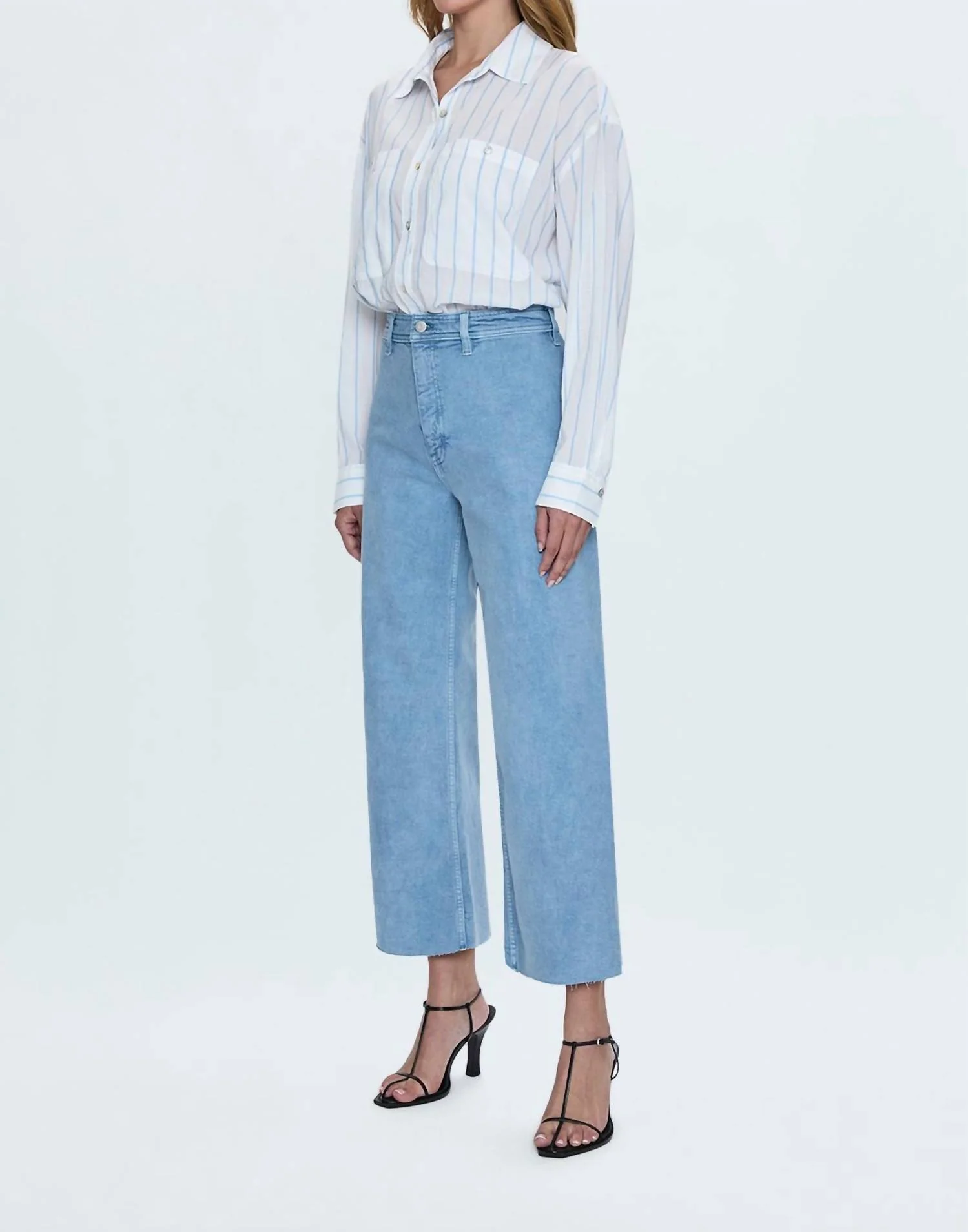 Penny High Rise Crop Wide Leg Jean In Frost Blue