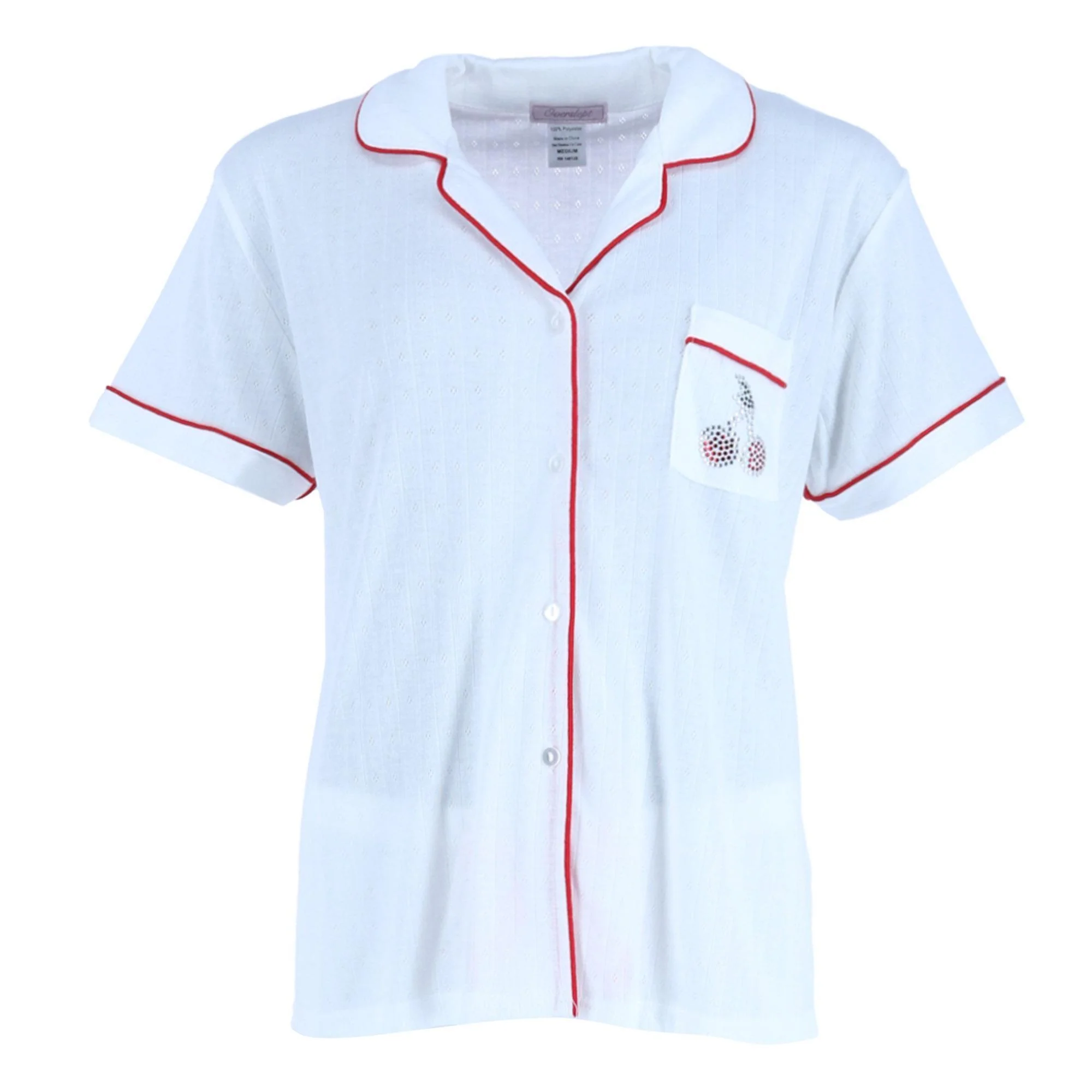 Women's Shorts Pointelle Cherries Notch Pajama Set