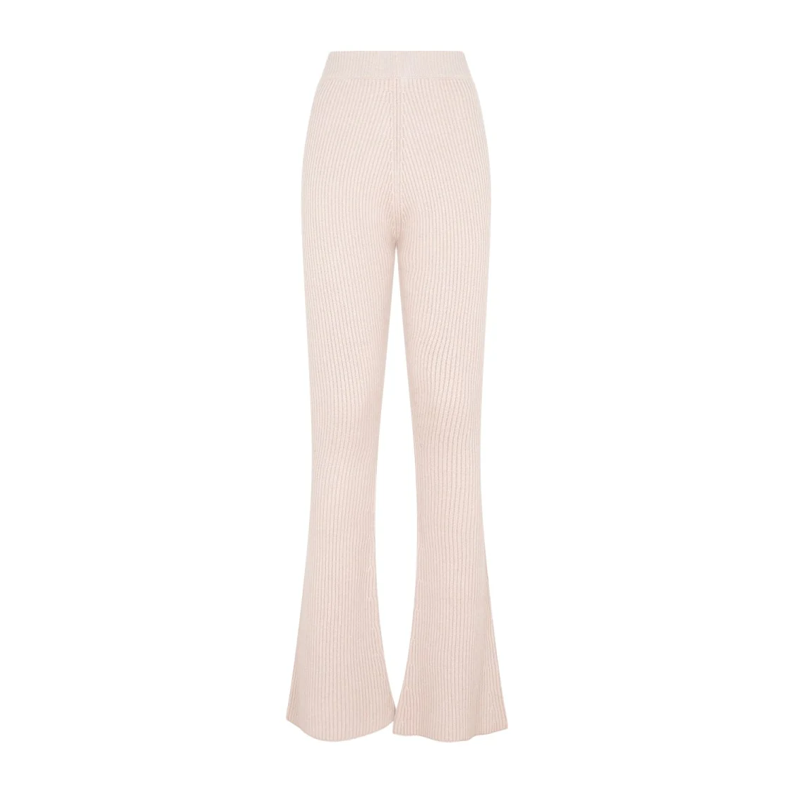 Flare Knit Rib Nude Fleece Wool Pant