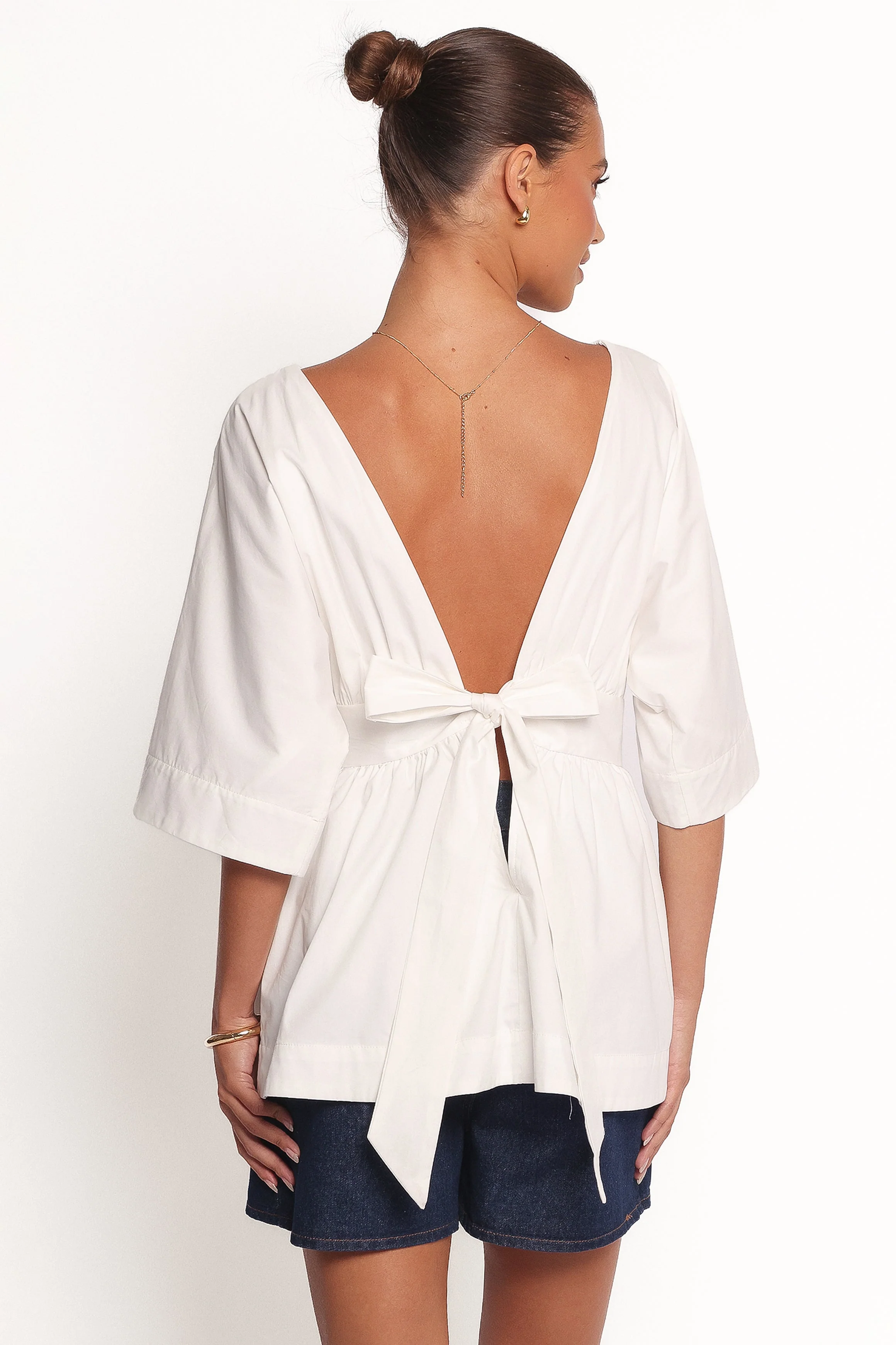 Camila Open Back Top - White