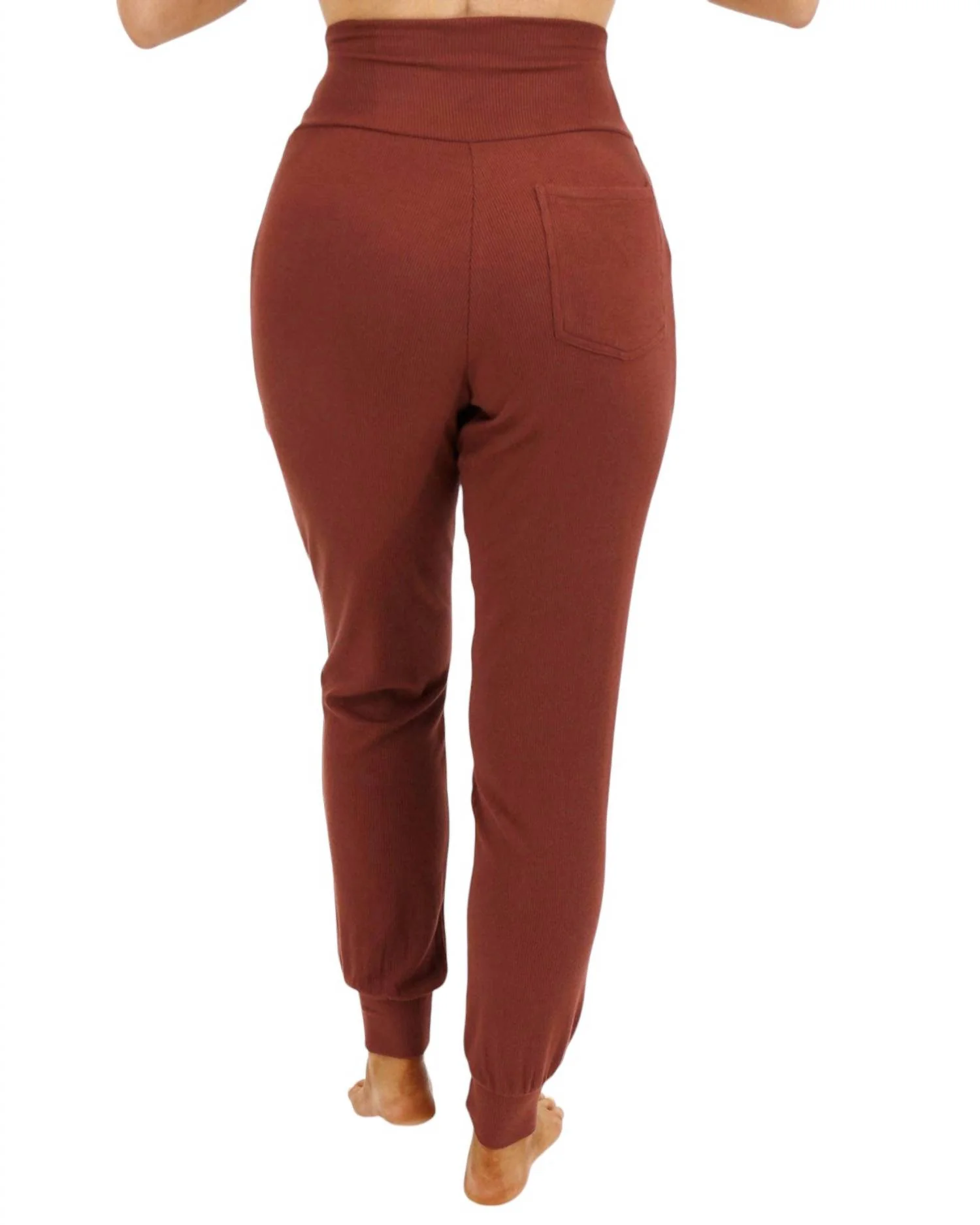 Essential Ribbed Jogger Pants In Rust