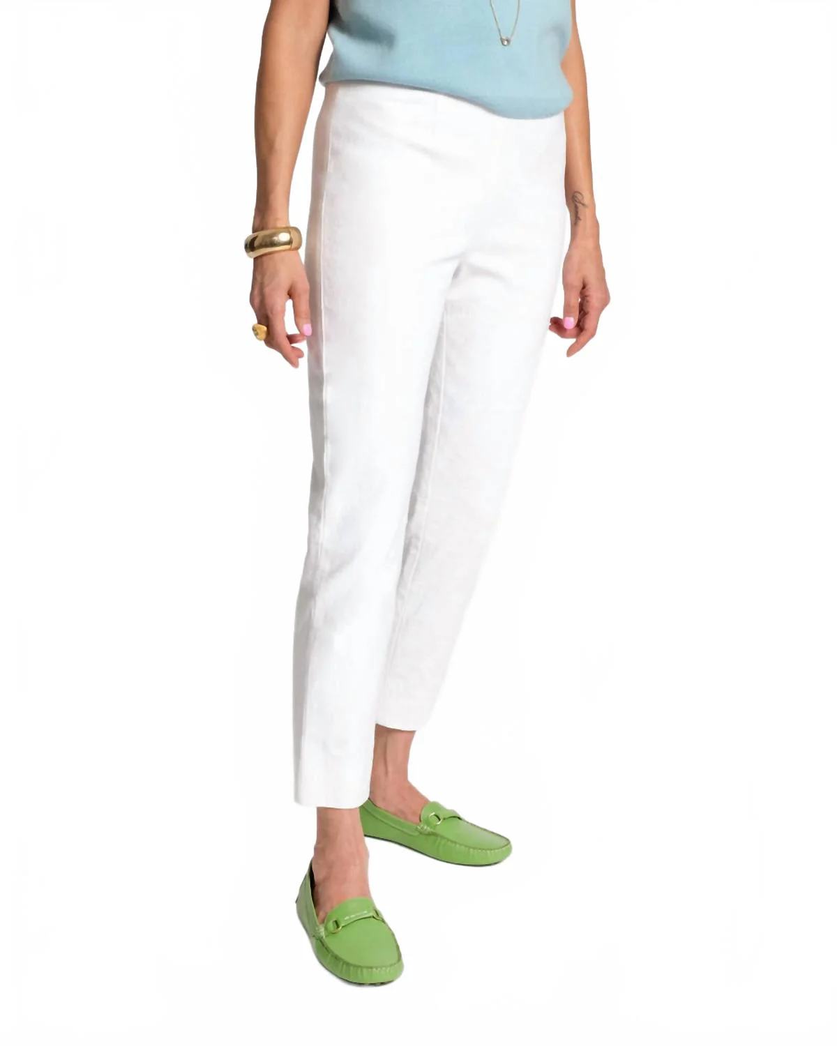 Lucy Cotton Stretch Pant In White