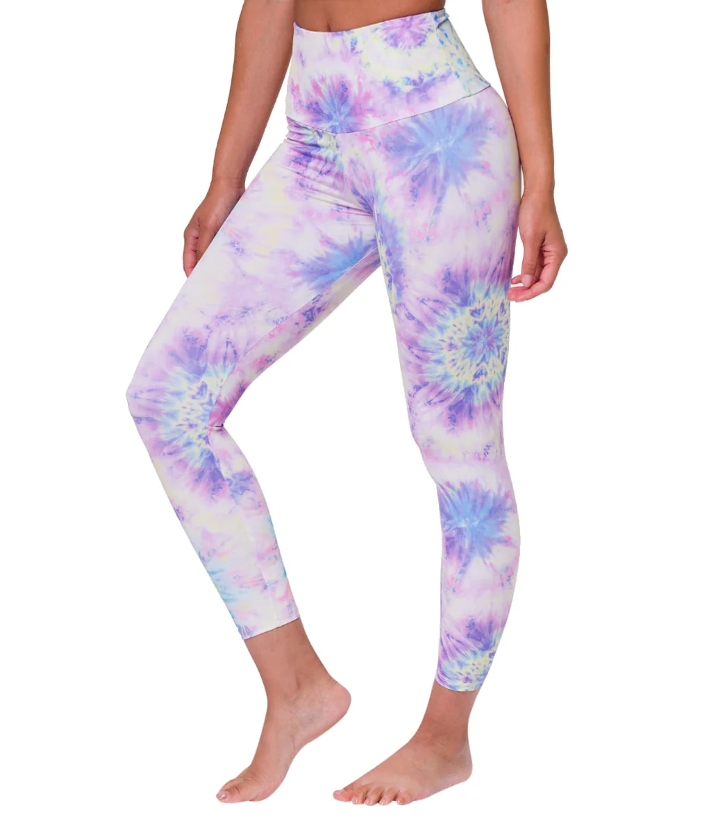 Onzie High Waisted Basic 7/8 Yoga Leggings Neon Tie Dye