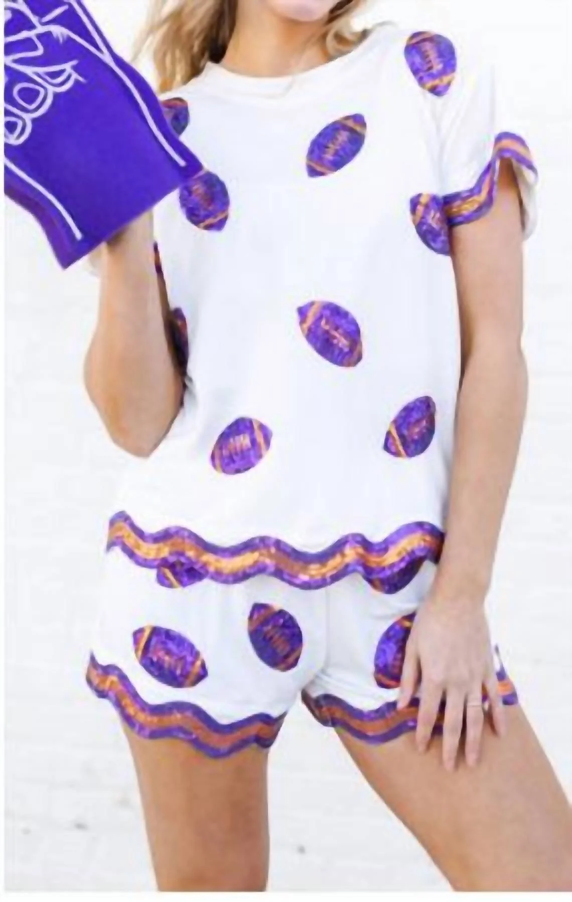 Ginny Sequin Set In Orange & Purple