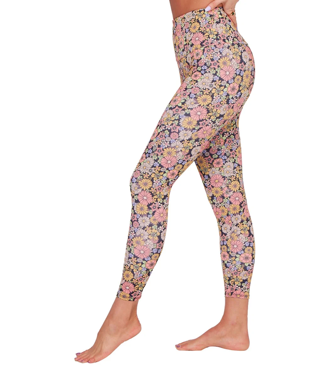 Onzie High Waisted Basic 7/8 Yoga Leggings Retro Floral
