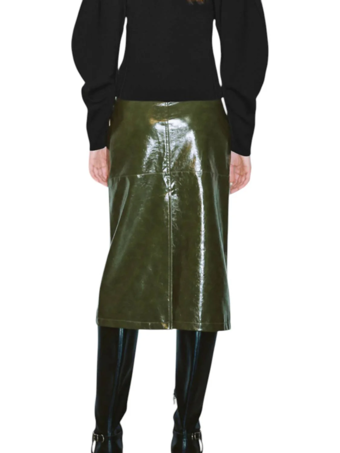 Vegan Leather Skirt In Green