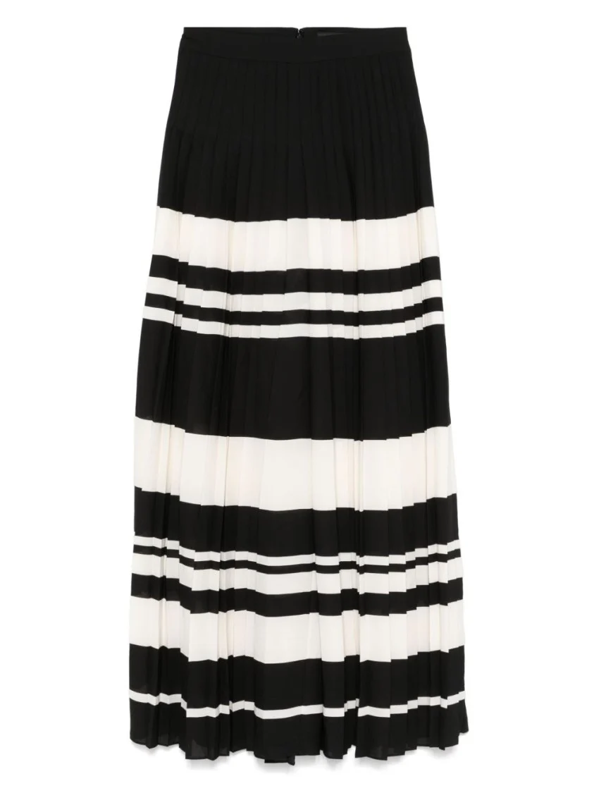 Full-Length Striped Maxi Skirt With Pleated Design