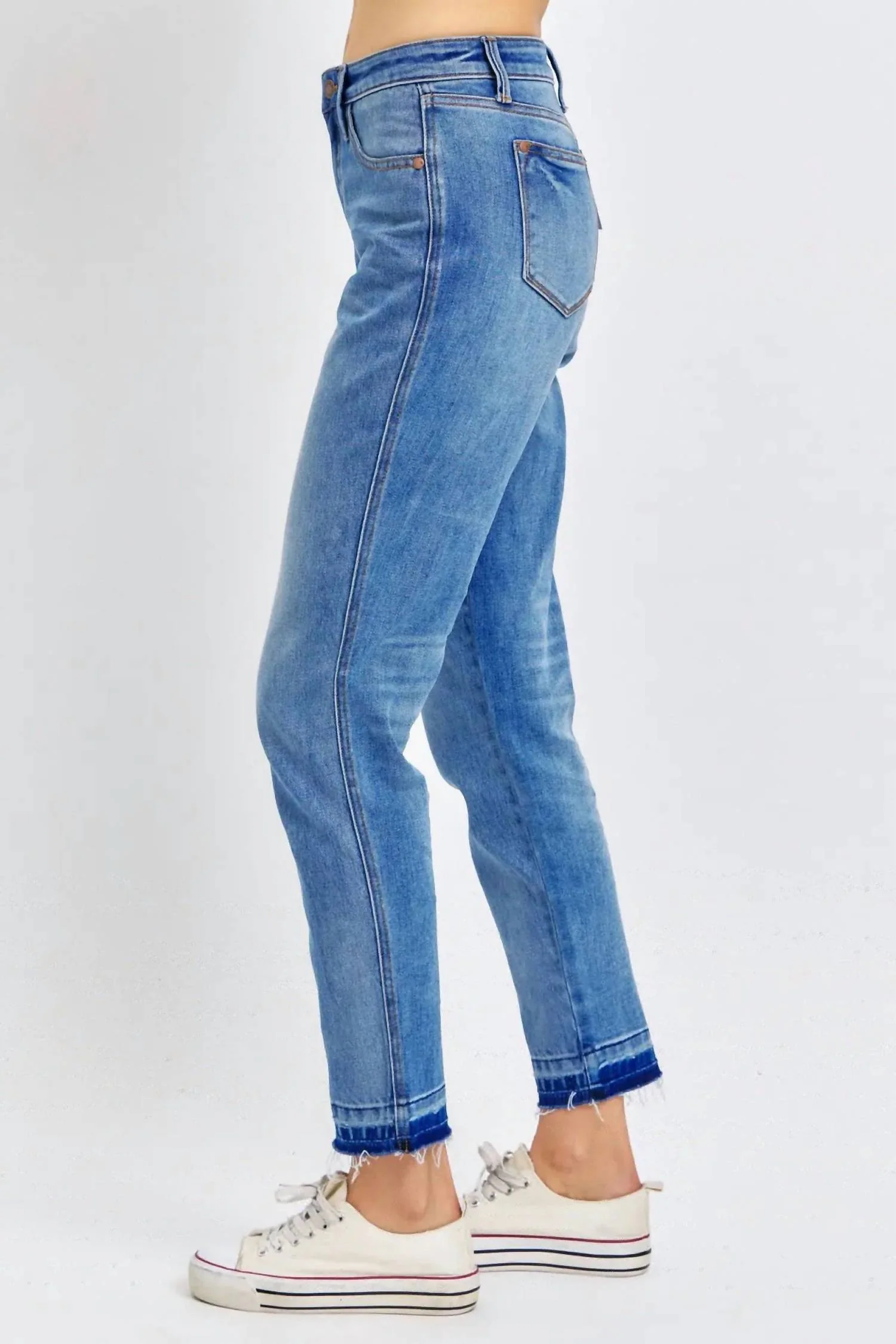 Rigid Magic Release Hem Boyfriend Jean In Medium Blue