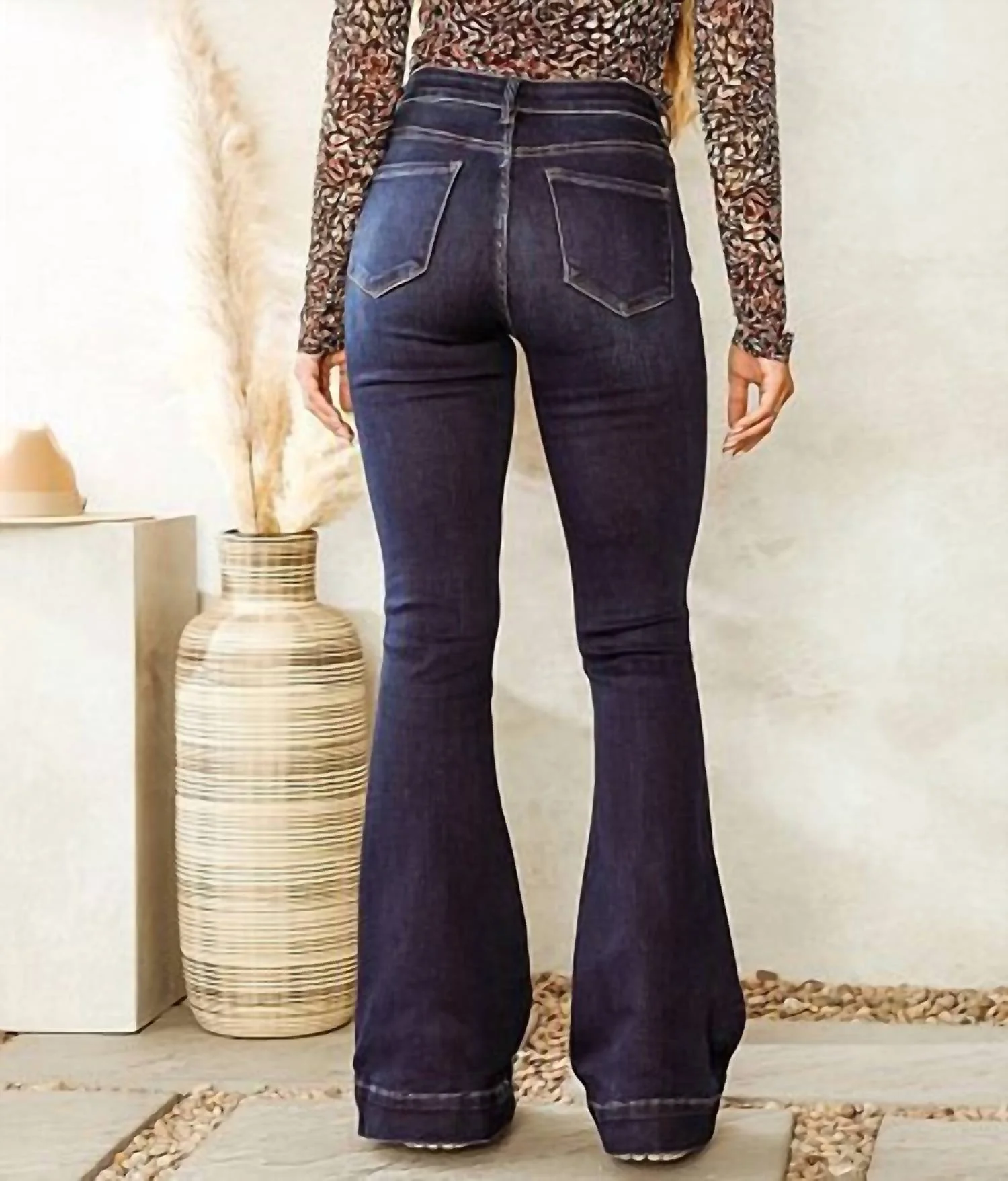 High Rise Flare Stretch Jean In Dark