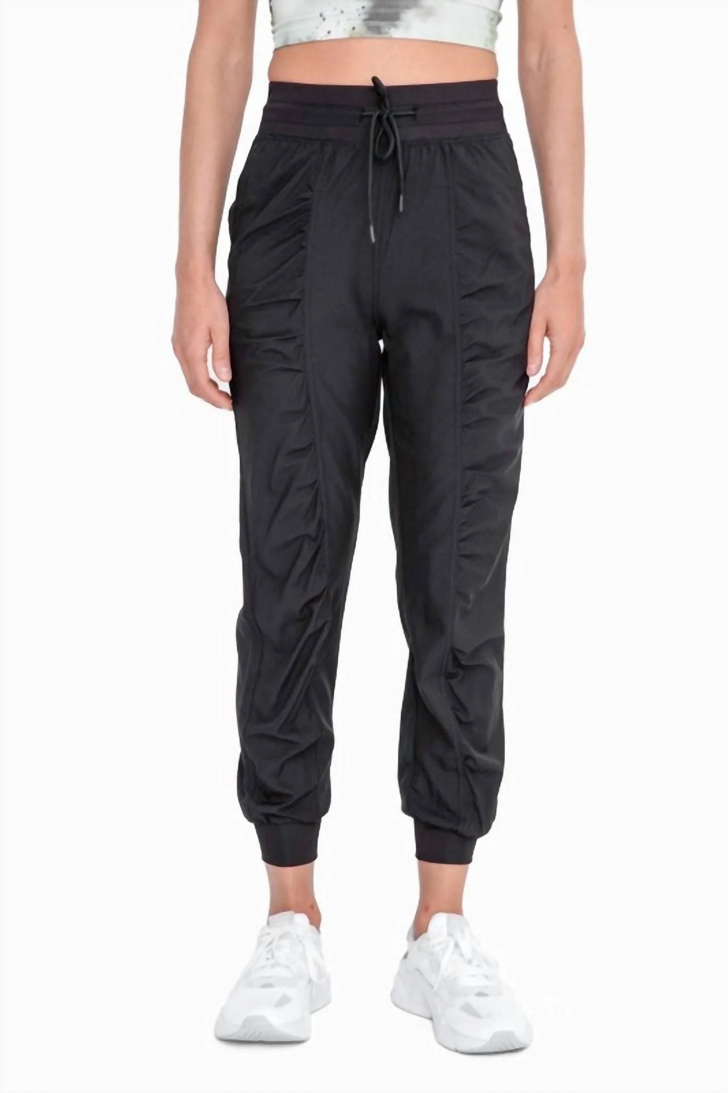 Ruched Front Joggers In Black