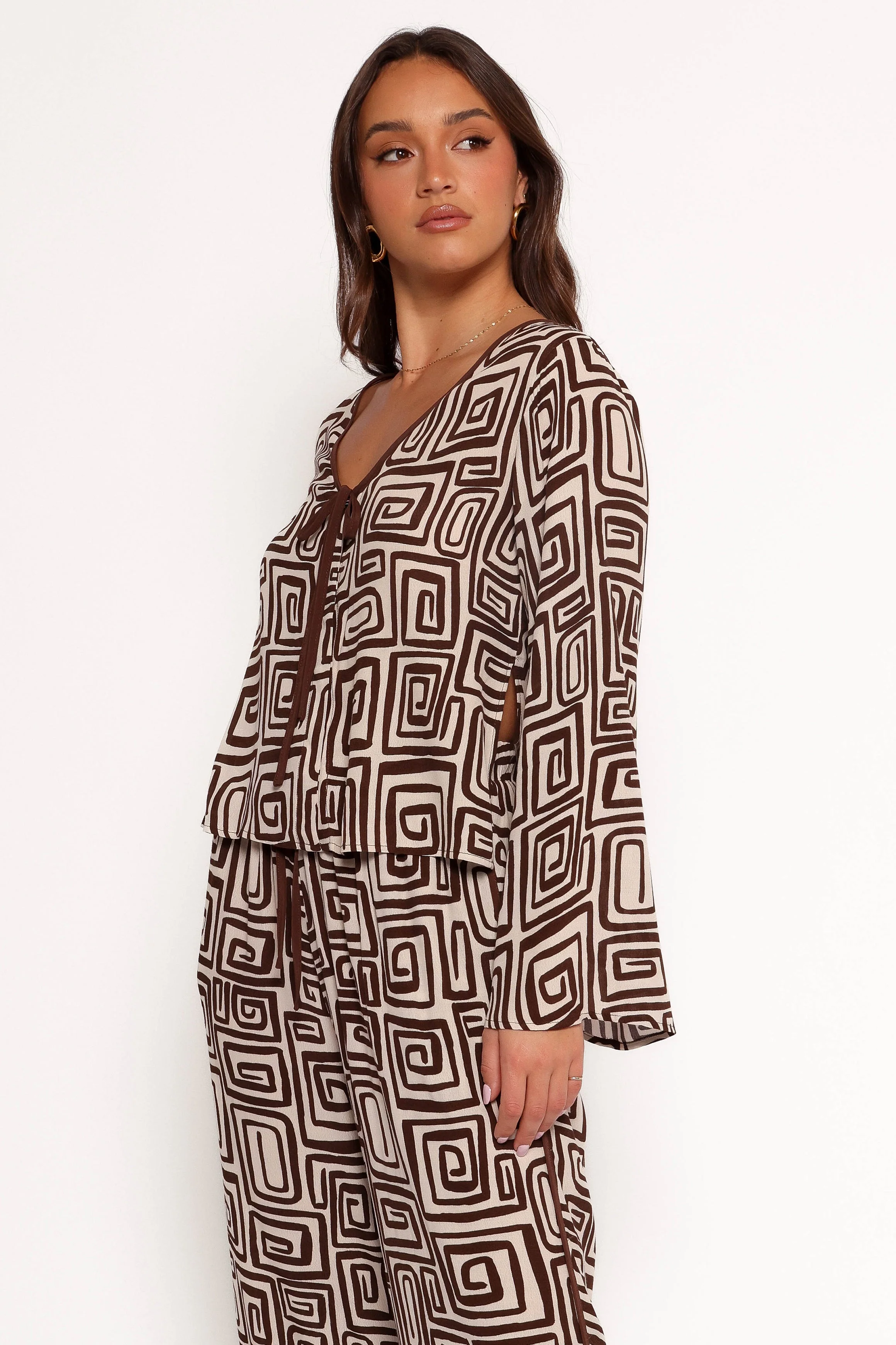 Imogen Top - Chocolate Brown Print