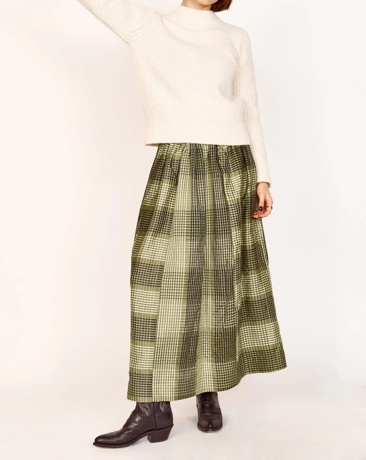 Verona Skirt In Olive Plaid