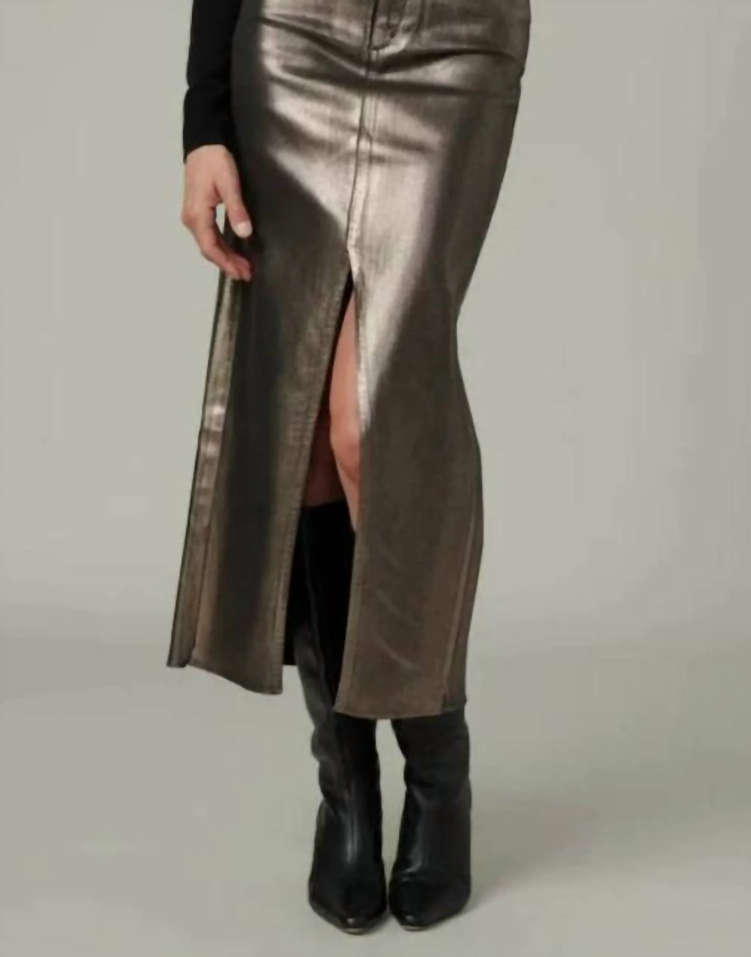 Eva Foil Maxi Skirt In Gilded Night