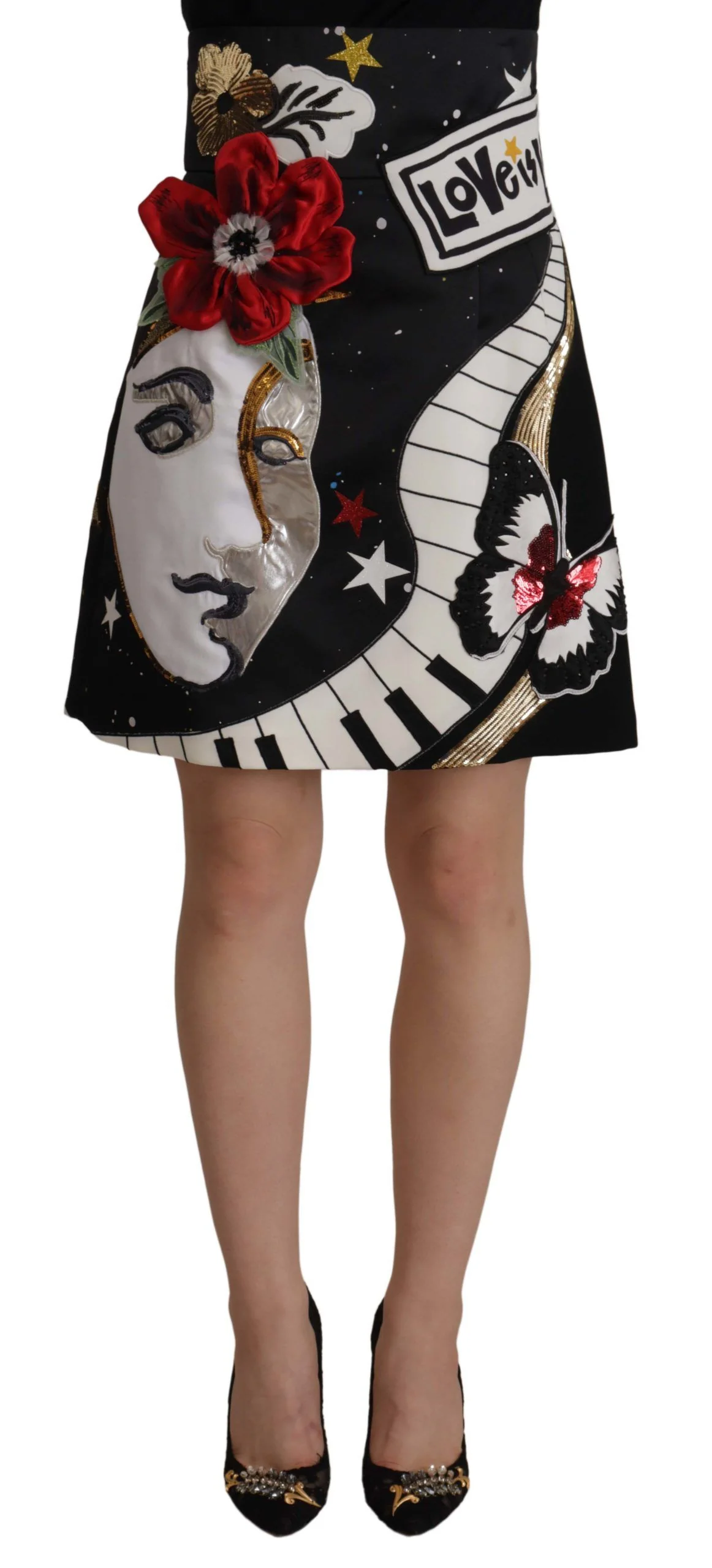 Dolce & Gabbana High-Waist A-Line Embellished Women's Skirt