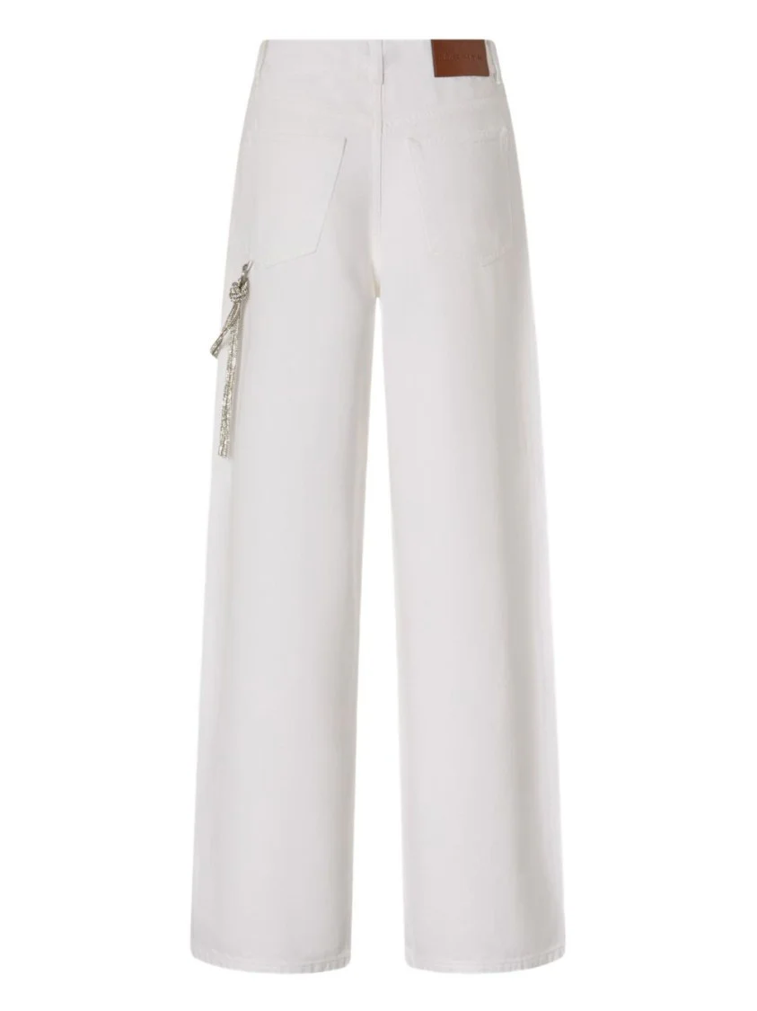 Relaxed Fit White Jeans With Side Chain Detailing