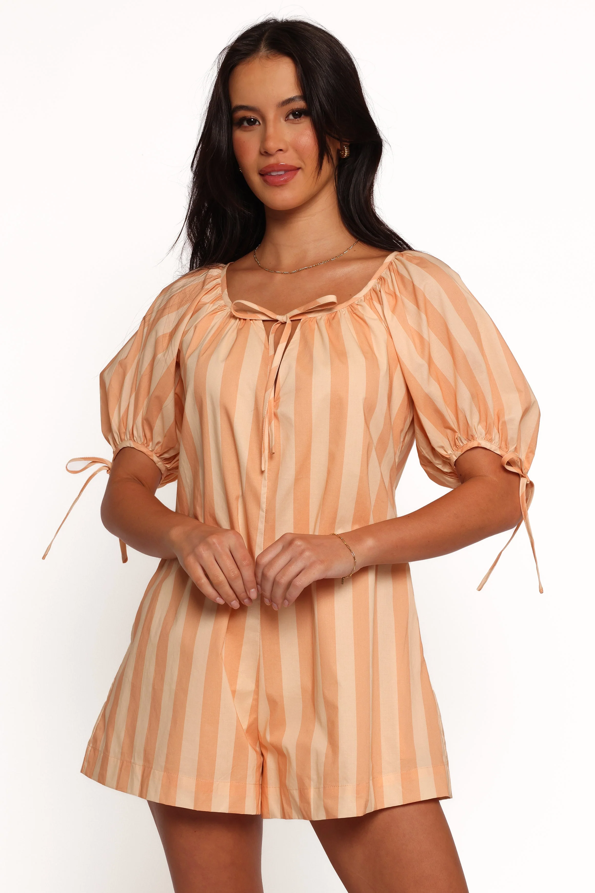 Carina Striped Romper - Terracotta Stripe