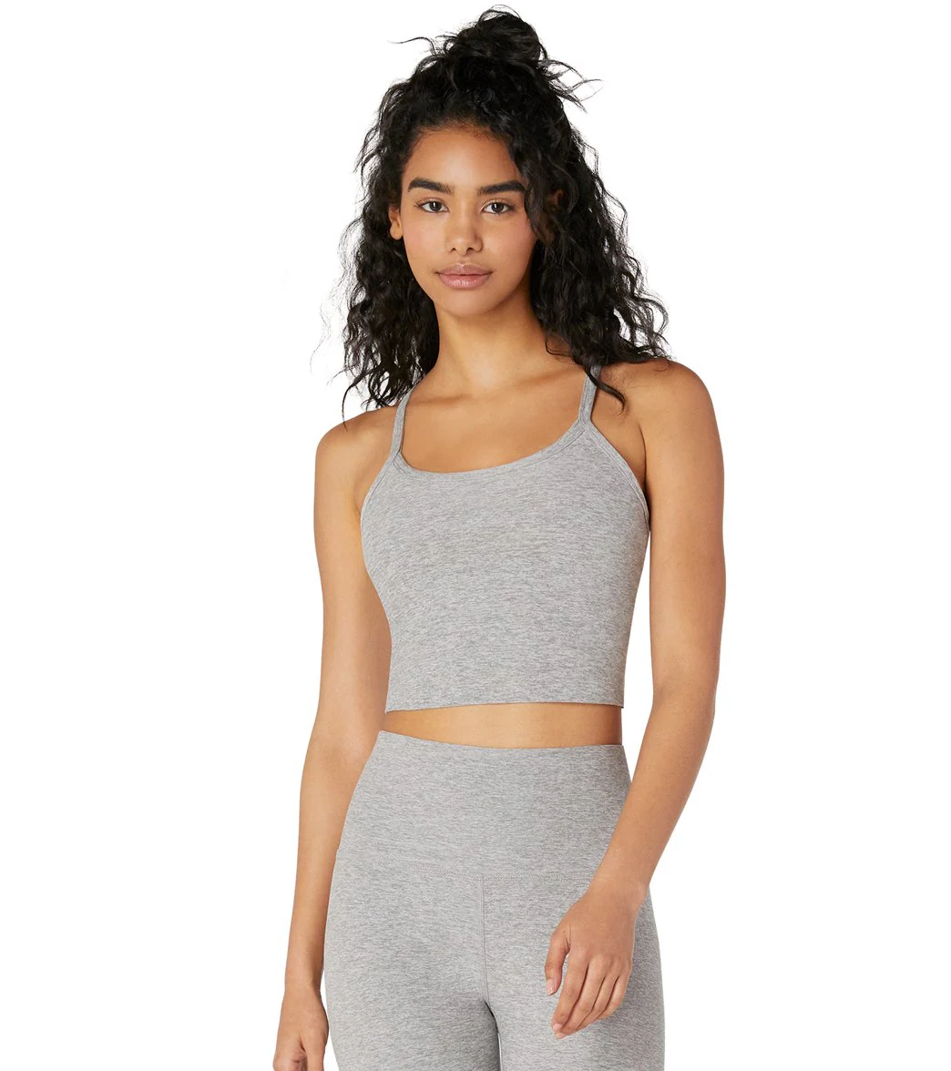 Beyond Yoga Spacedye Slim Racerback Cropped Tank Silver Mist