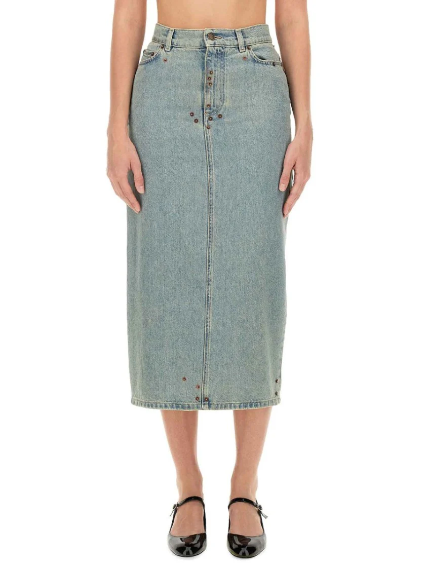Mid-Length Denim Skirt With Classic Silhouette