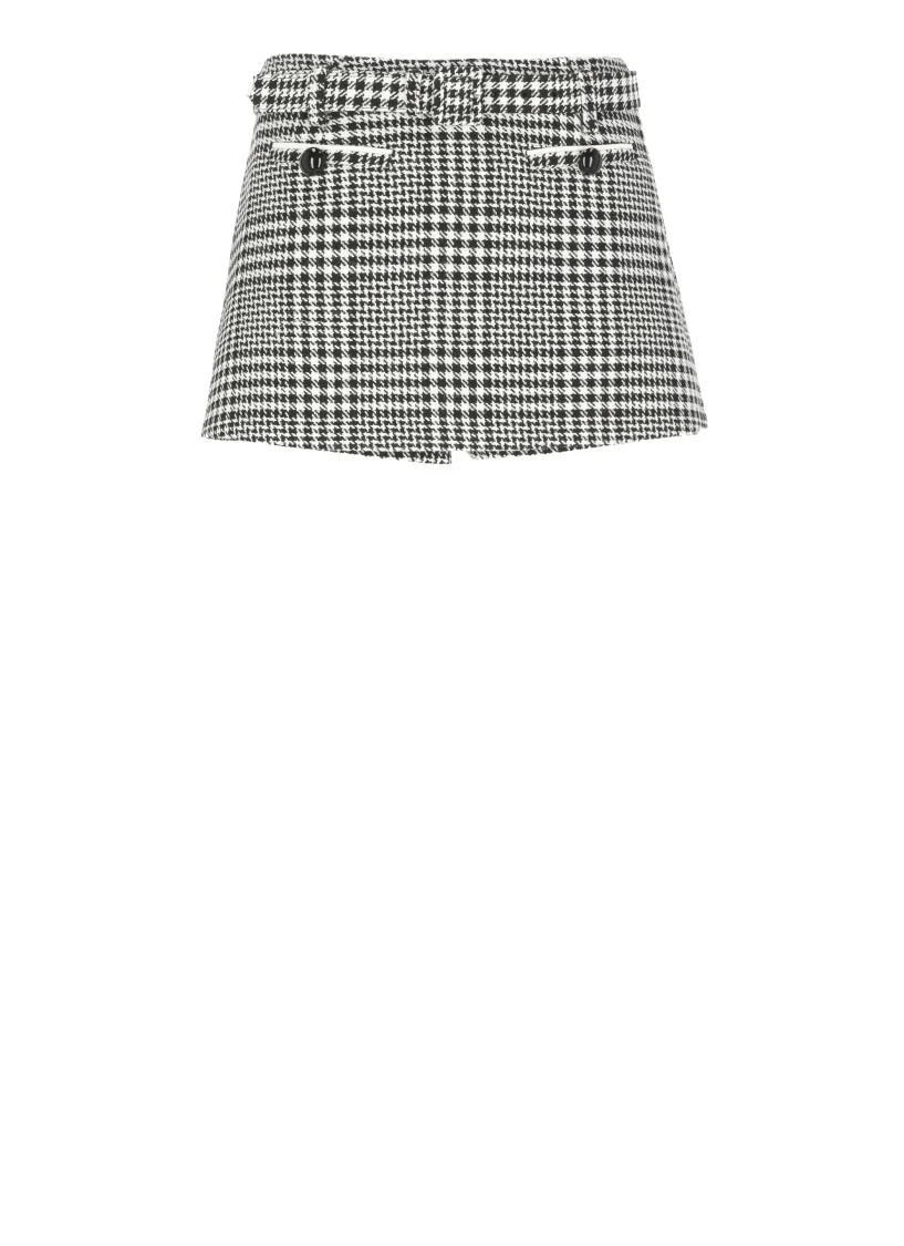 Pied De Poule Pattern Mini Skirt