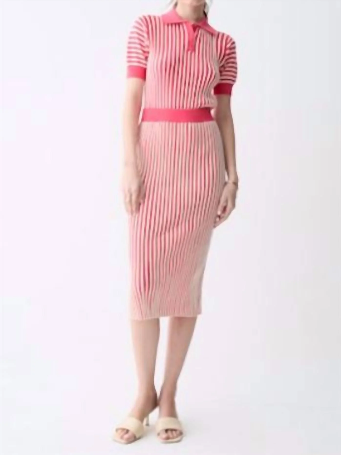 Amarante Knit Midi Skirt In Pink