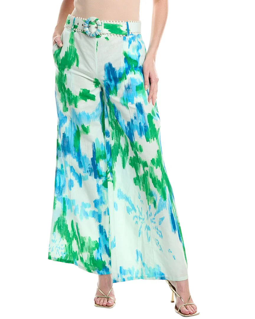 Hemant & Nandita Buckle Belt Linen-Blend Flared Pant