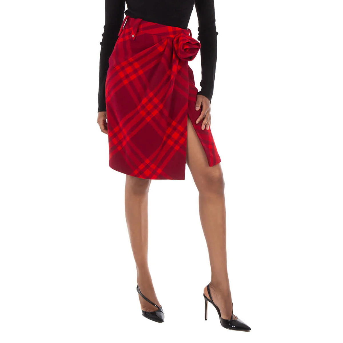 Burberry Check Print Wool Skirt, Brand Size 2 ( US Size 0 )