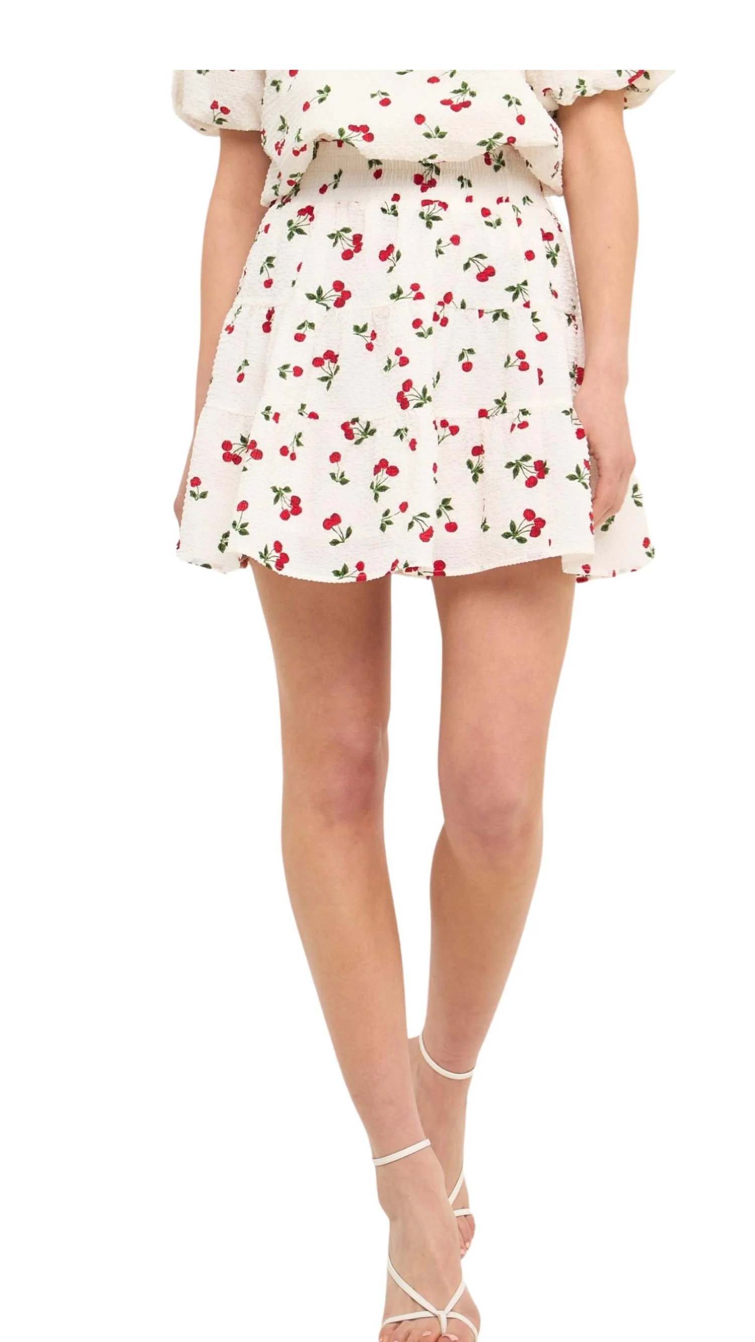 Cherry Print Mini Skirt