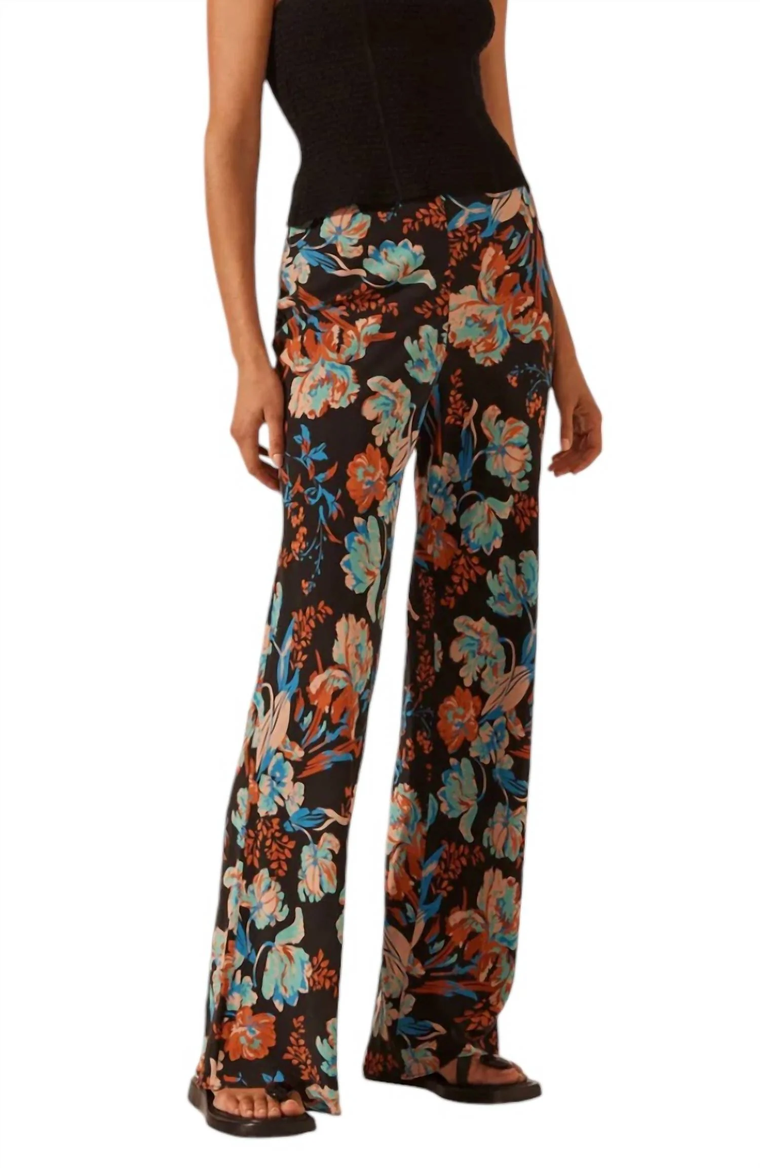 Silk Bias Cut Pants In Flotte