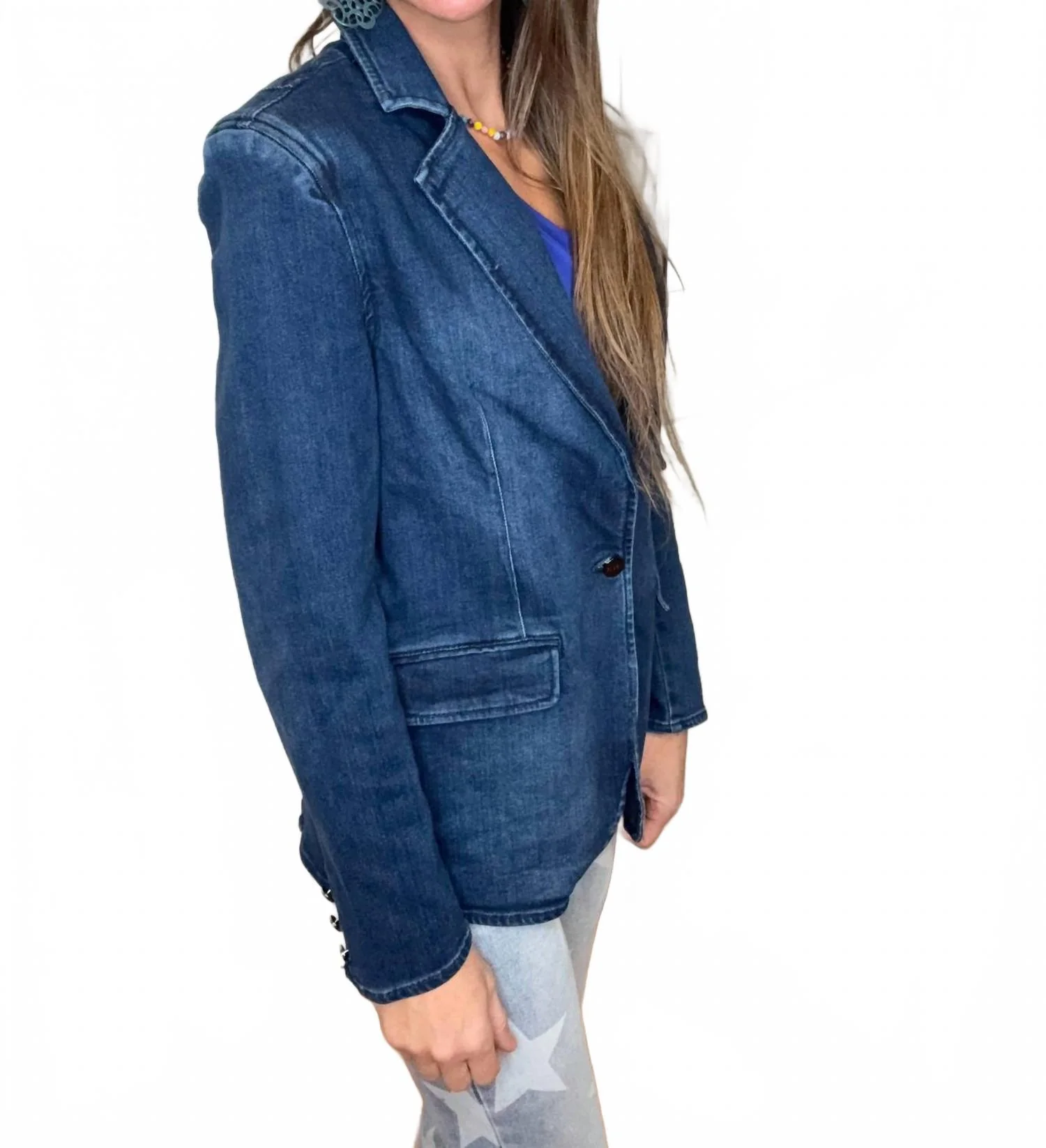 Denim Blazer Jacket In Blue