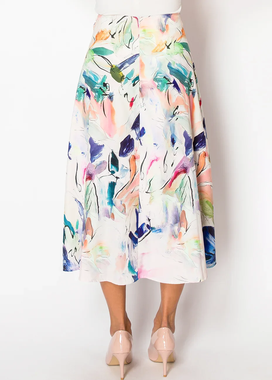 Watercolor Wrap Midi Skirt