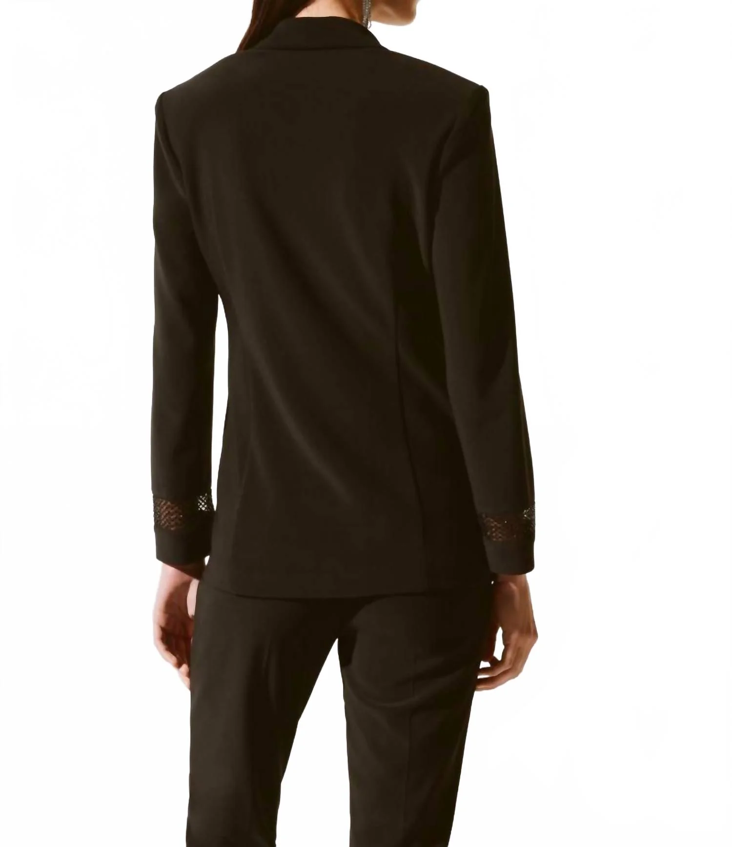 Embellished Mesh Insert Blazer In Black