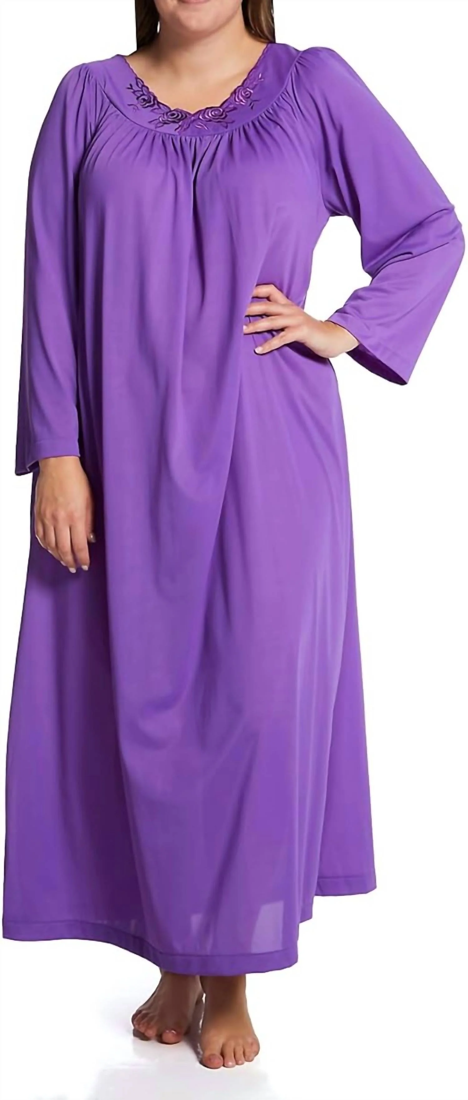 Petals 53 Inch Long Sleeve Gown In Purple
