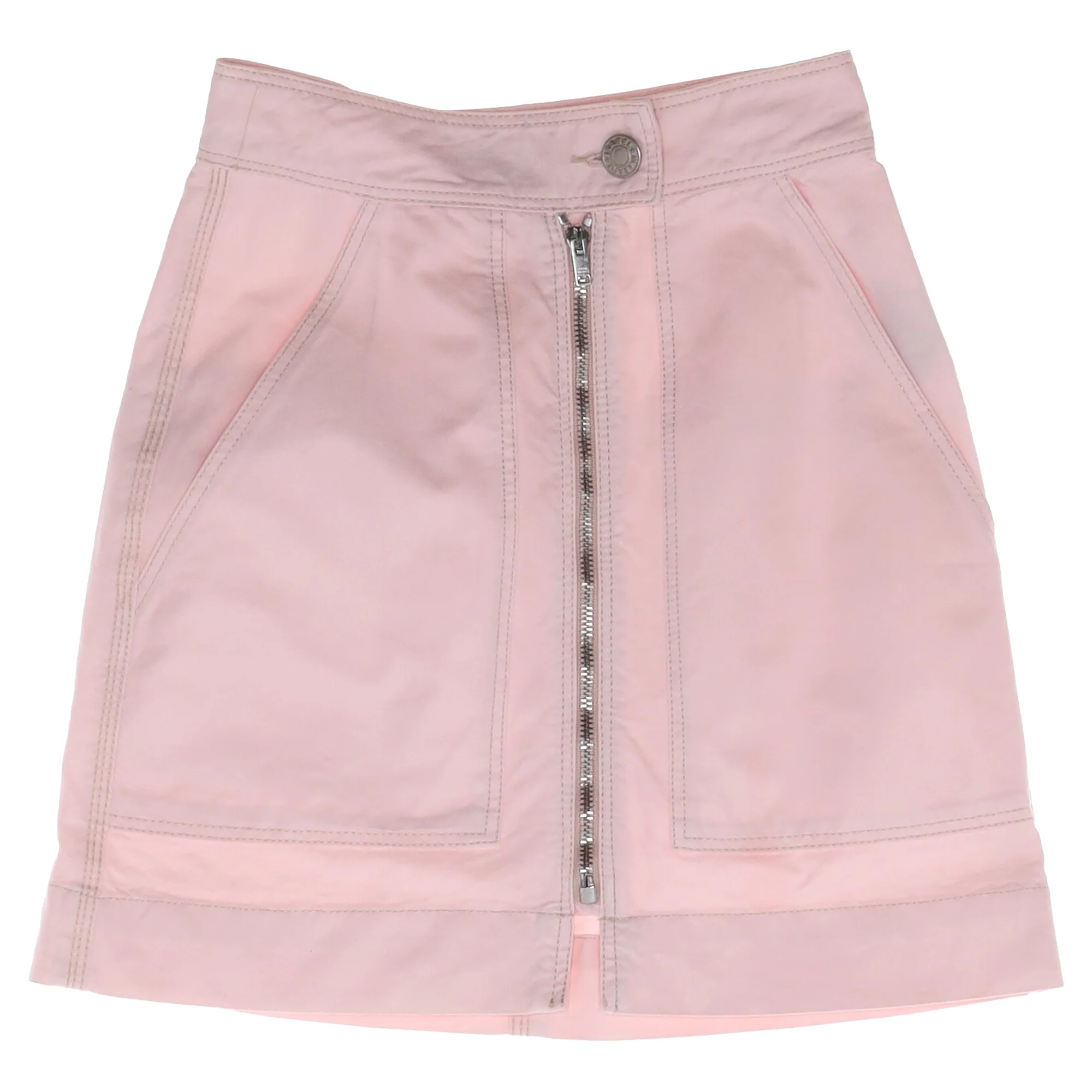 Isabel Marant Zip Front Mini Skirt in Pink Cotton