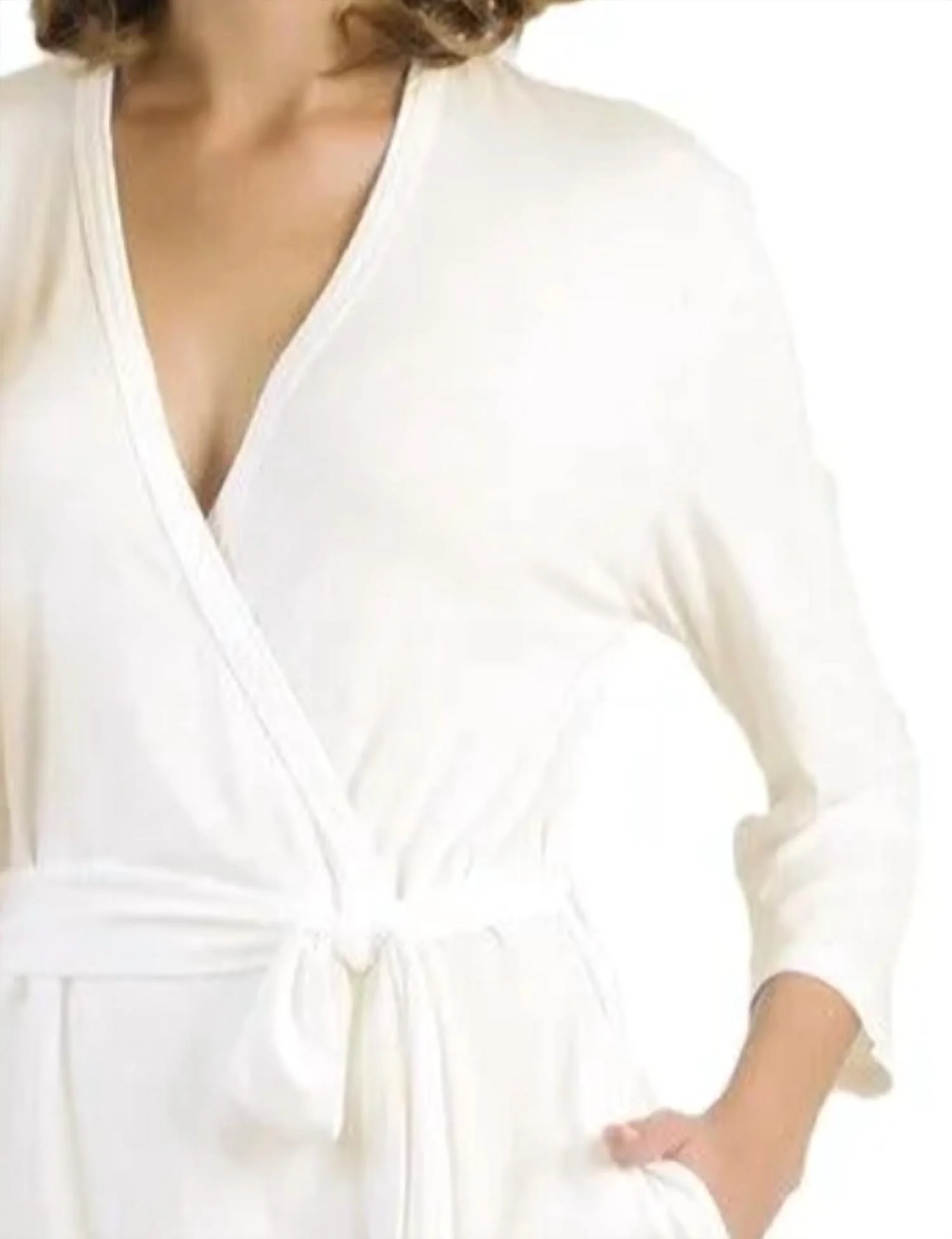 Beyond The Basics 3/4 Sleeve Robe In Ivory