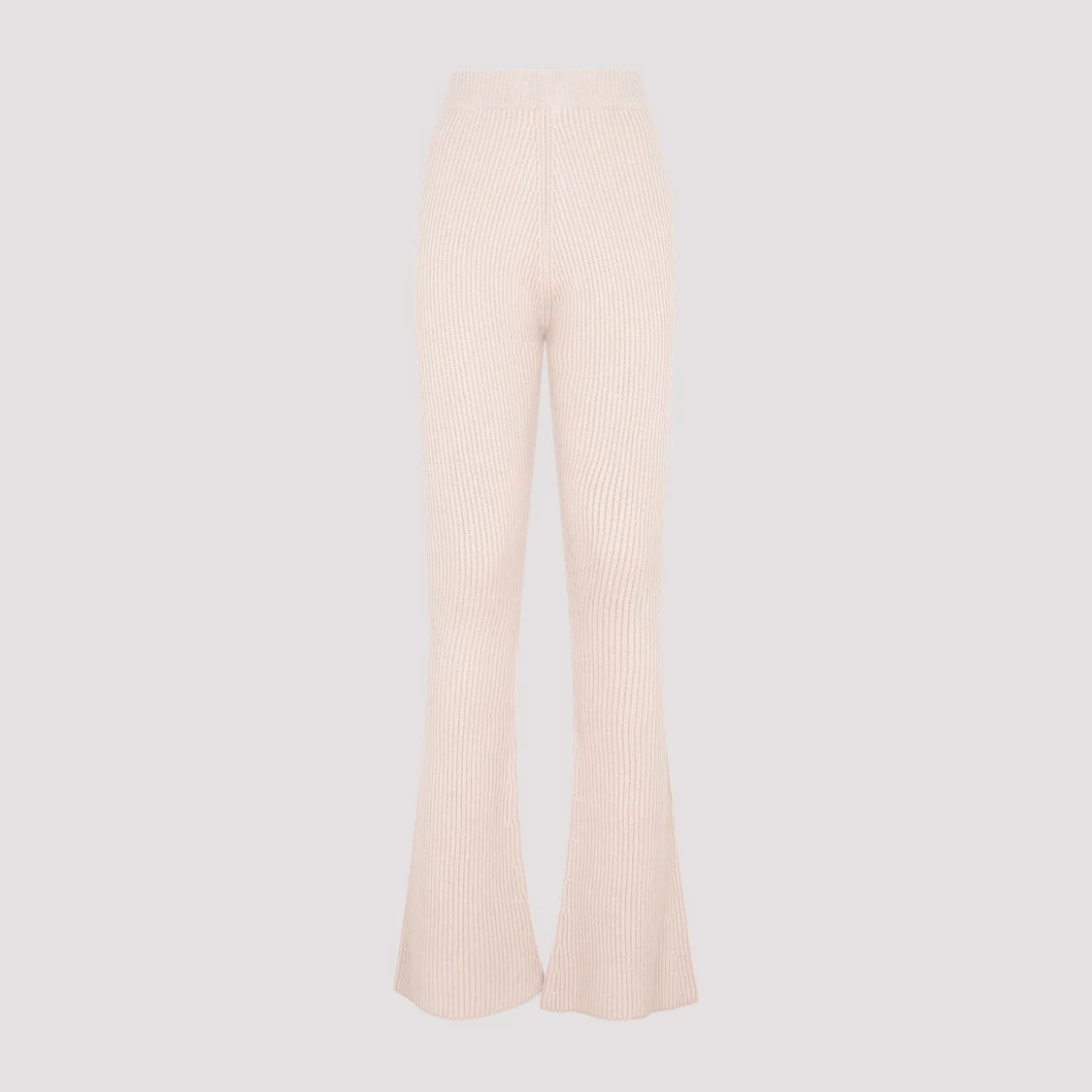 Flare Knit Rib Nude Fleece Wool Pant