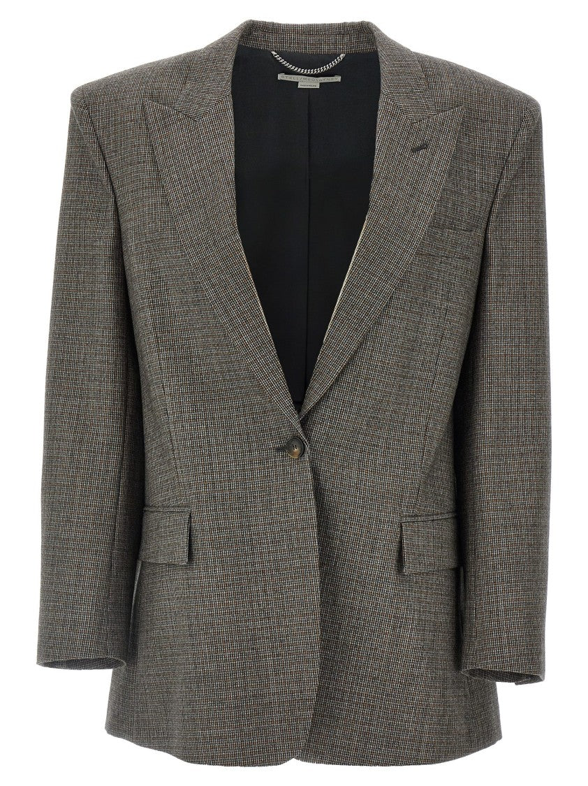 Single-Breasted Micro Houndstooth Blazer