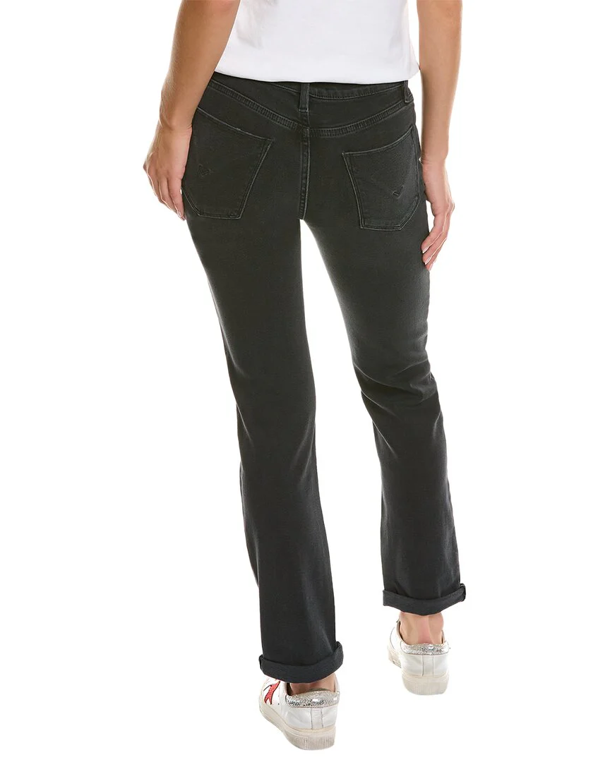 HUDSON Jeans Nico Mid-Rise Black Ash Destruct Straight Ankle Jean