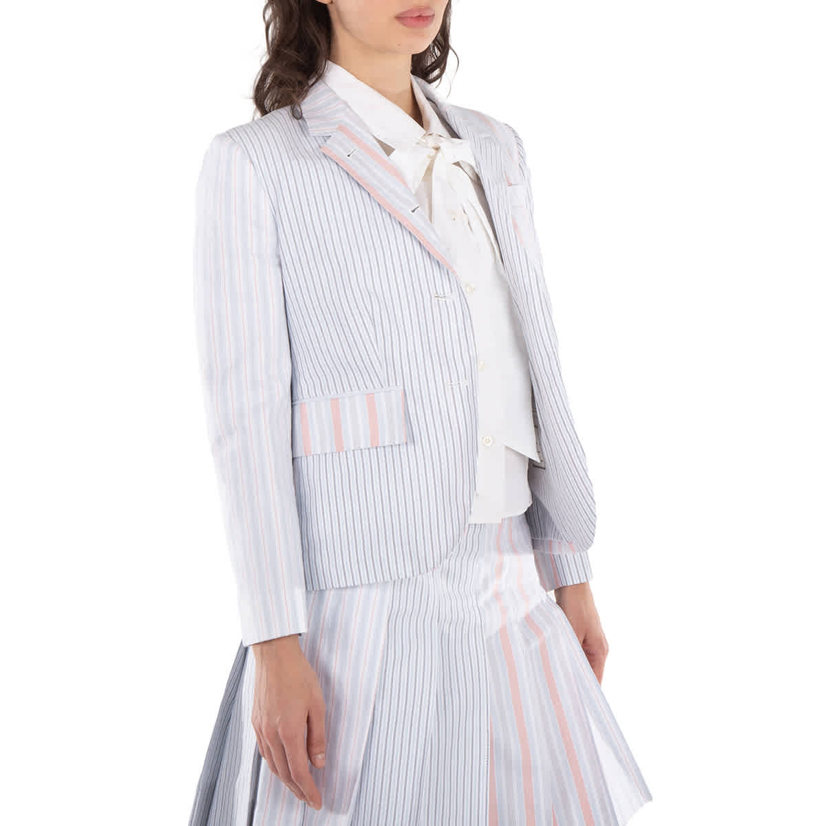 Thom Browne Ladies Patchwork Striped Cropped Blazer