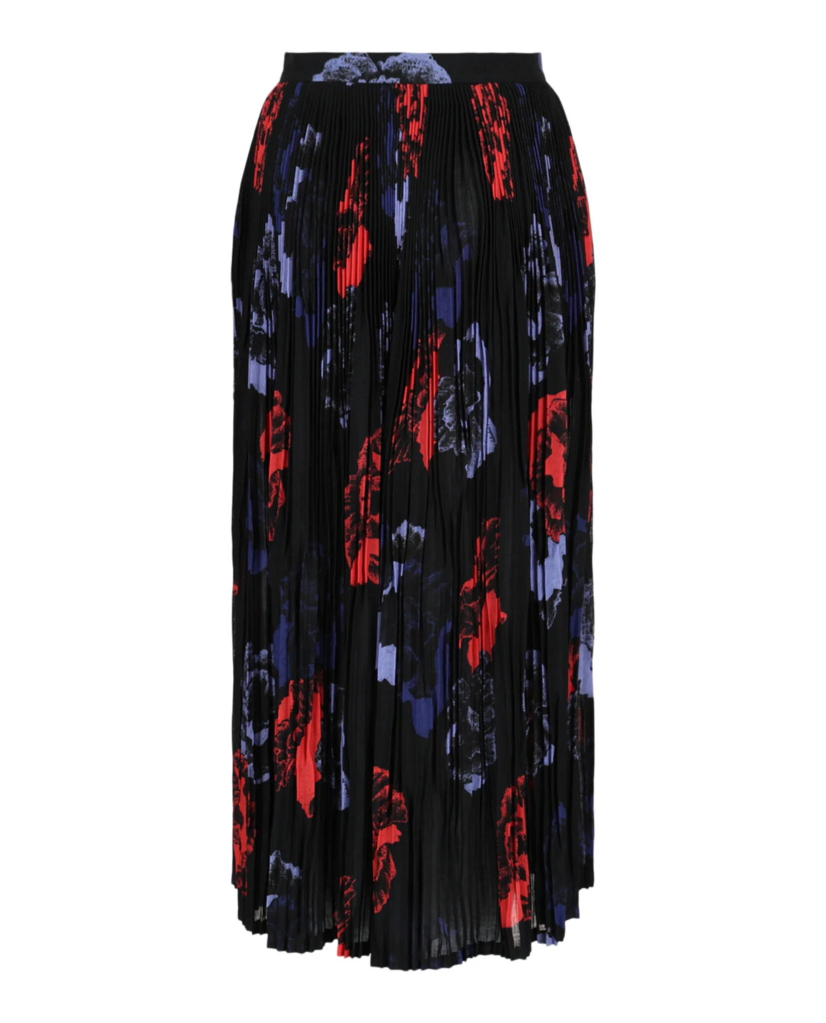Pleated Poppies Midi Skirt