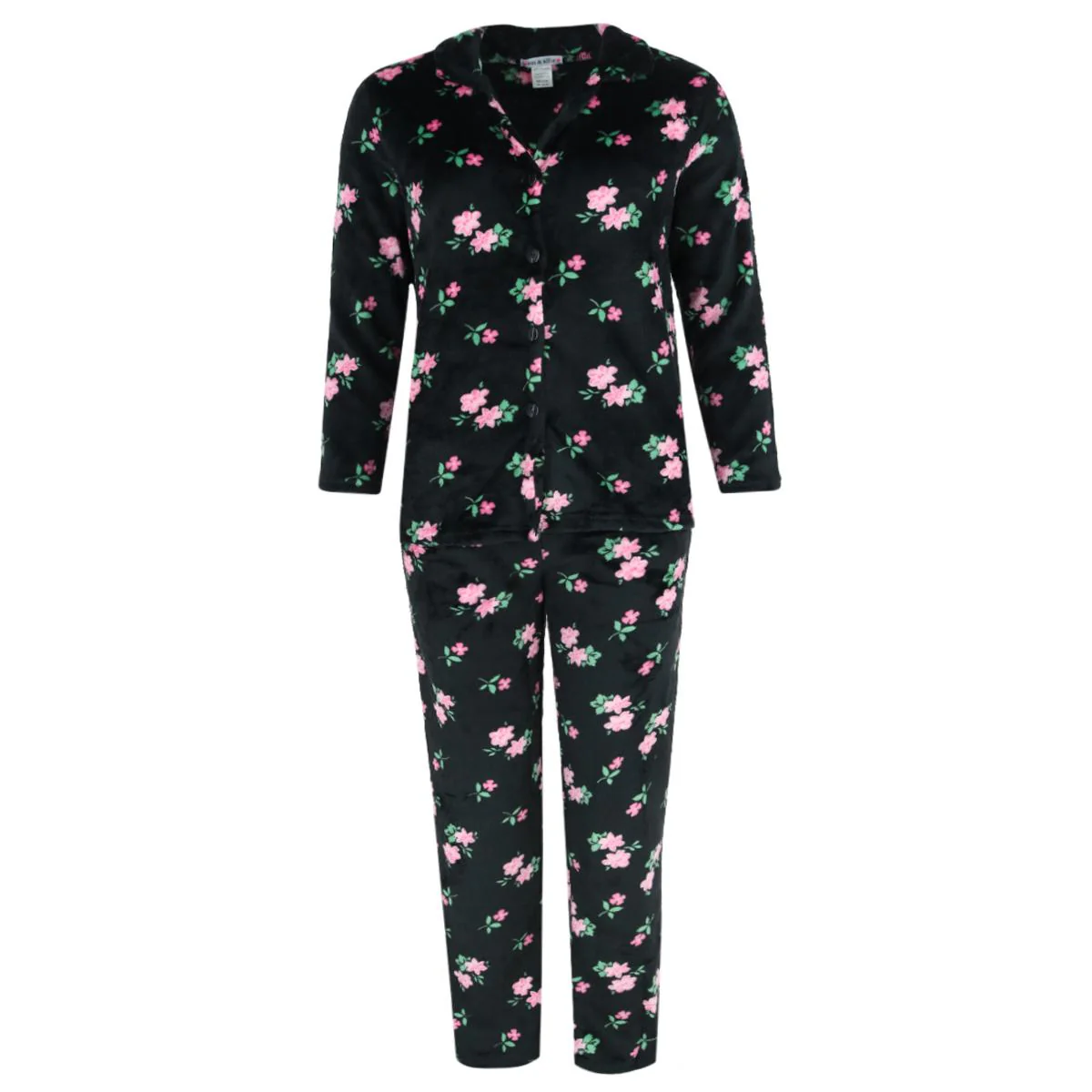 Women's Floral Notch Long Sleeve 3 Piece Pajama Set