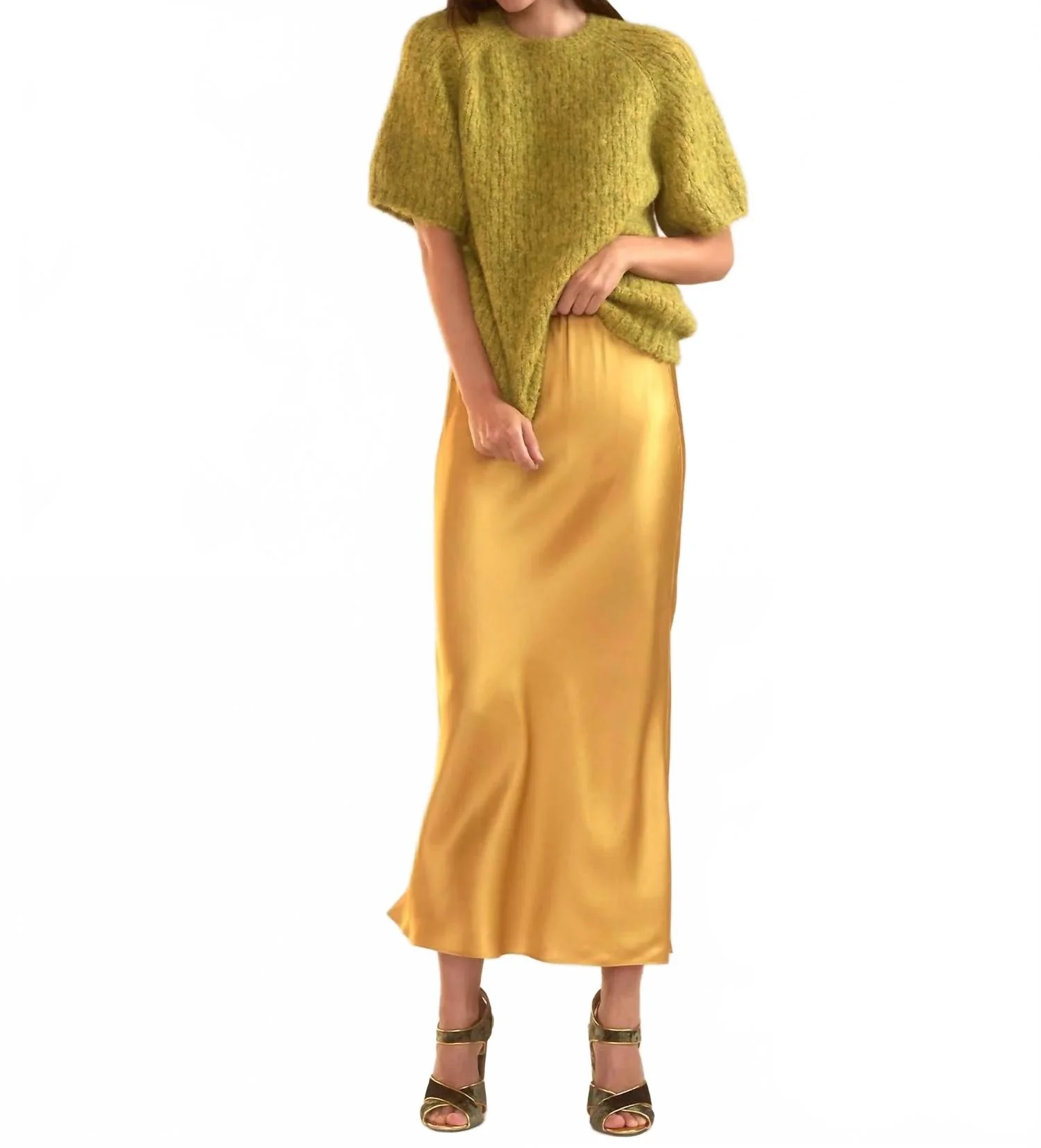 Charmeuse Bias Skirt In Gold