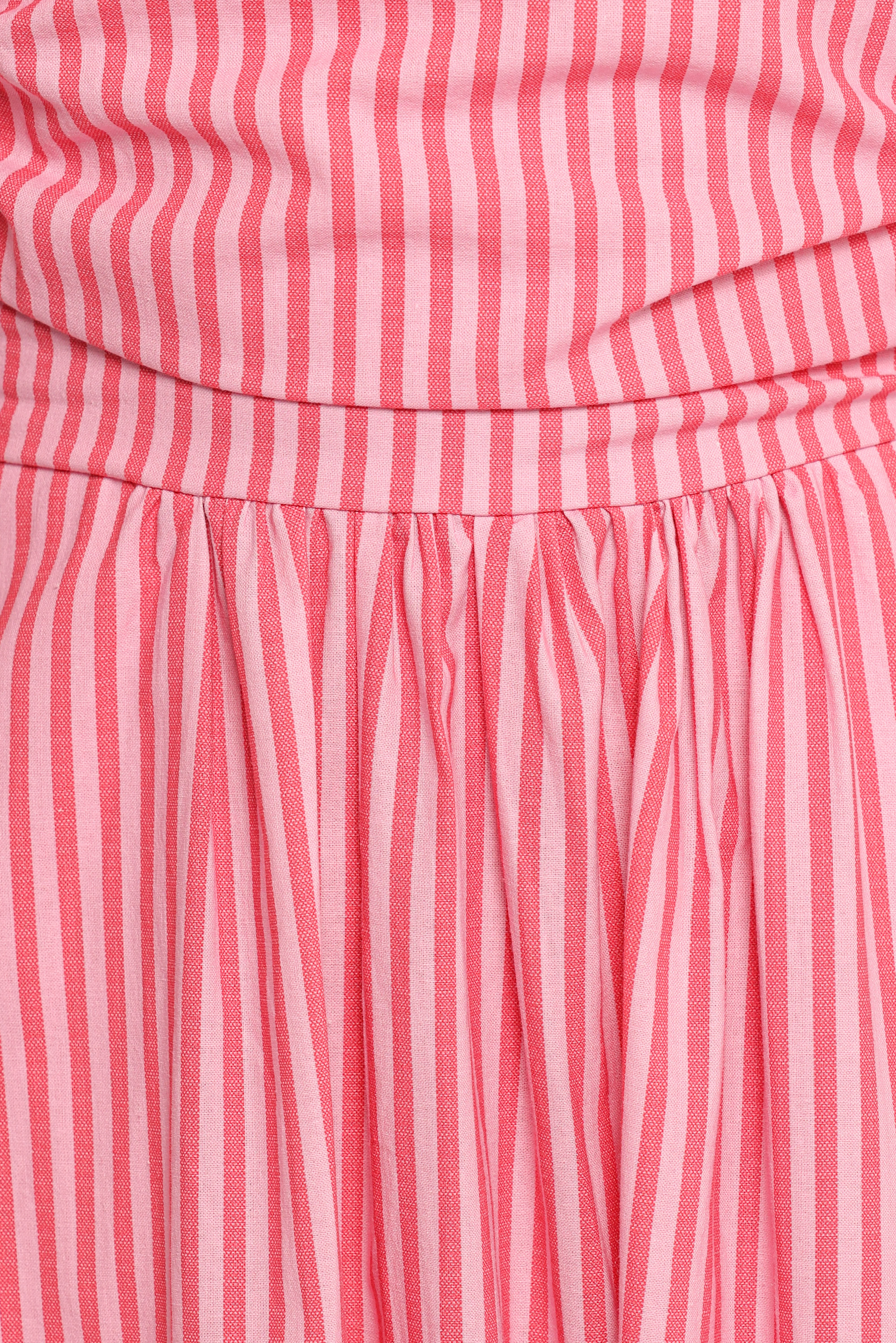 Chlo Puff Sleeve Midi Dress - Red Stripe