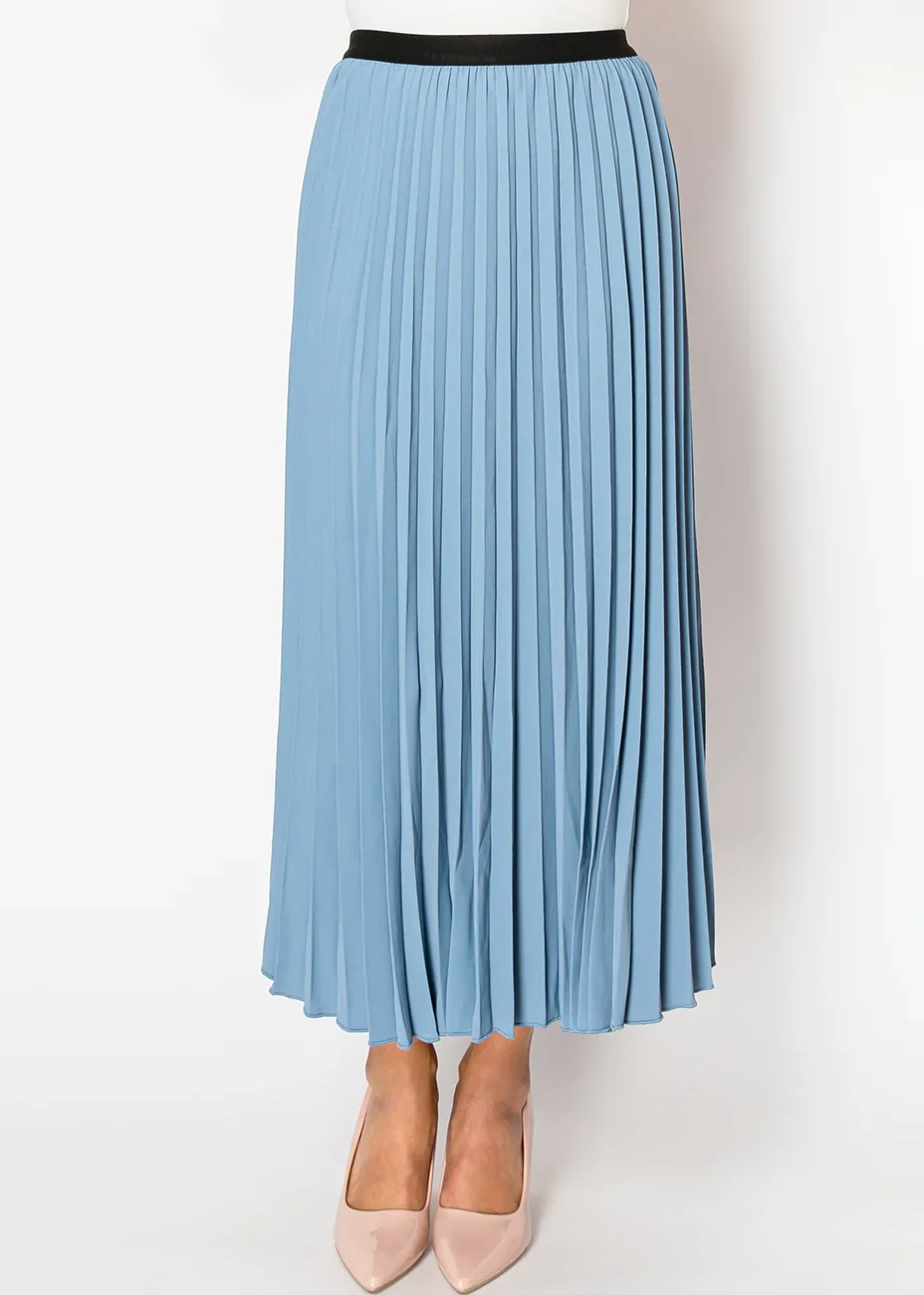Chic Sky Blue A-Line Skirt
