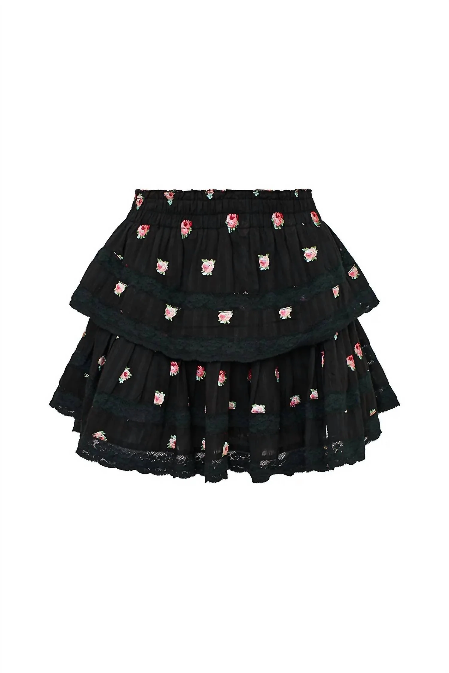 Ruffle Mini Skirt In Black Combo