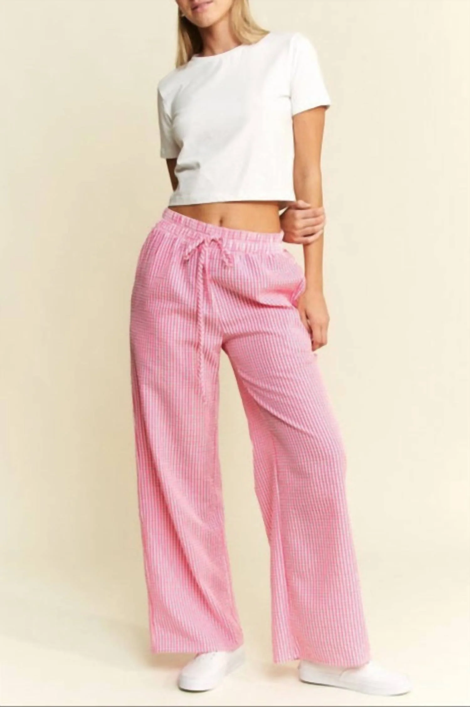Gingham Boxer Pants In Fuchsia
