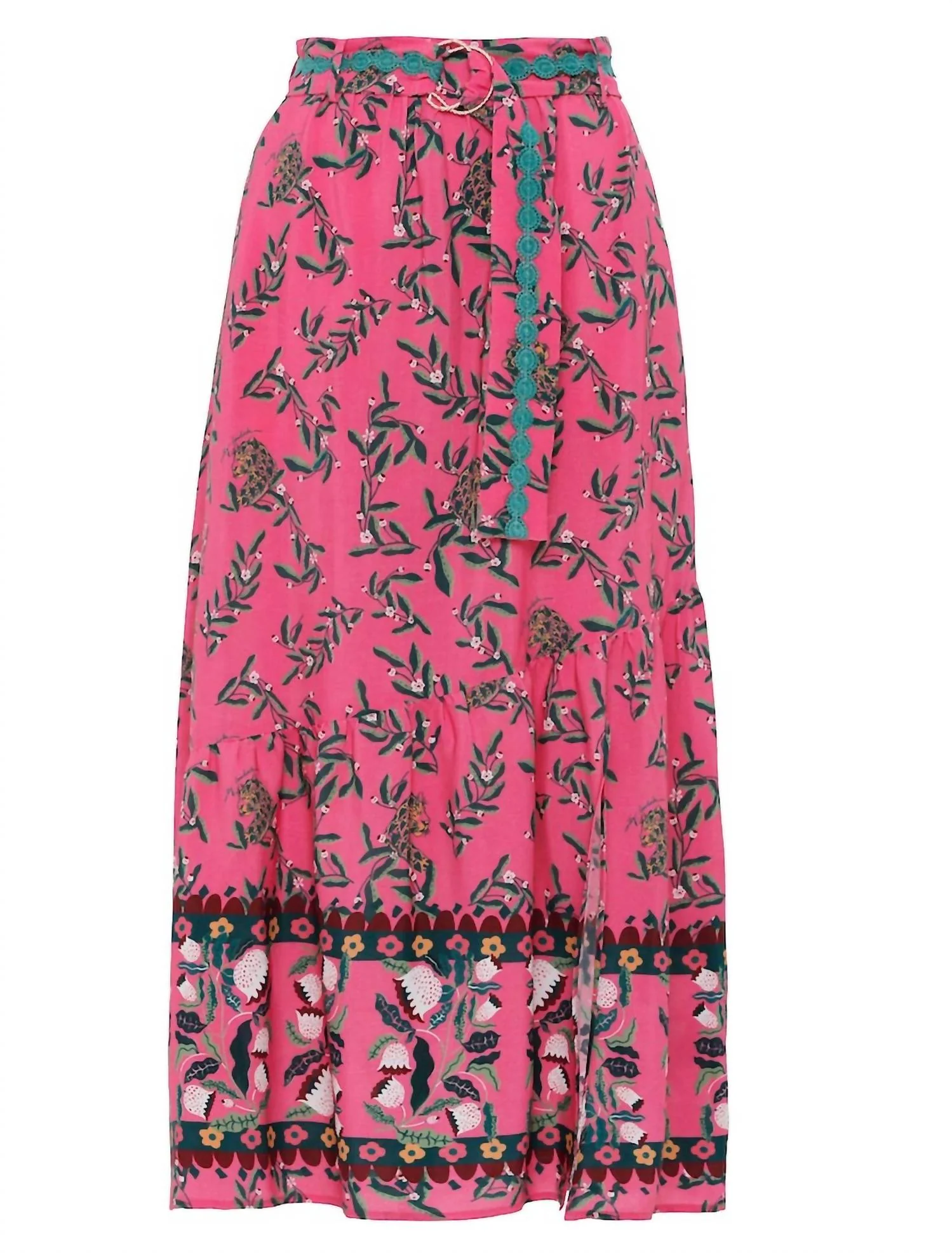 Carolina Pink Floral Print Skirt In Pink Multi