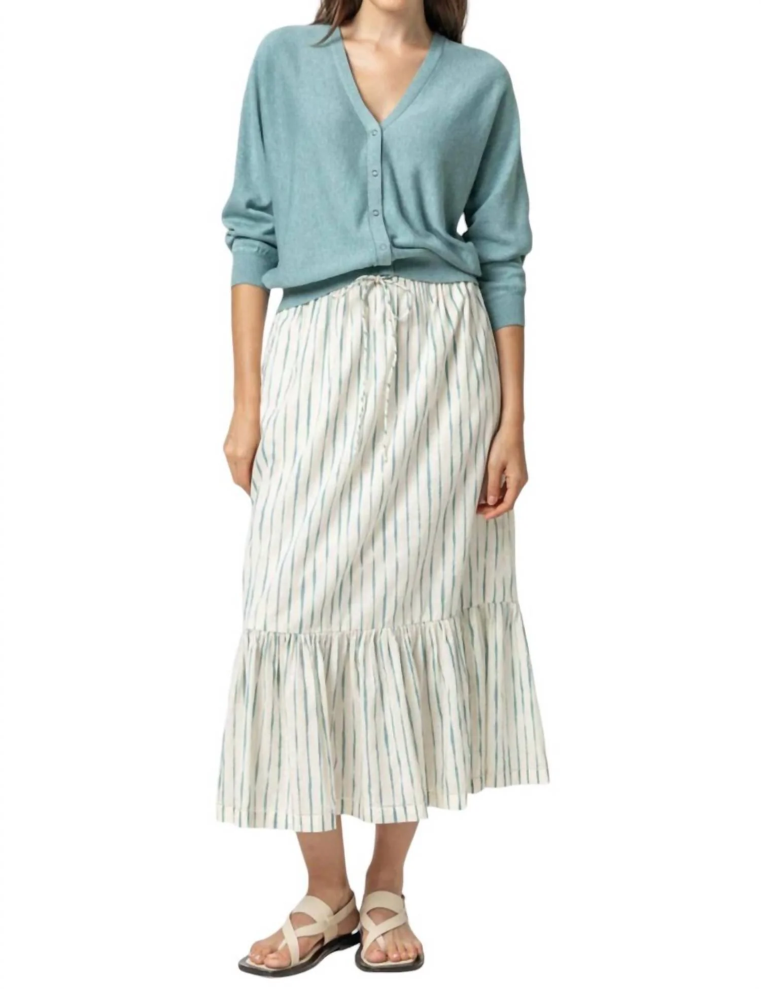 Long Peplum Skirt In Rope/sea